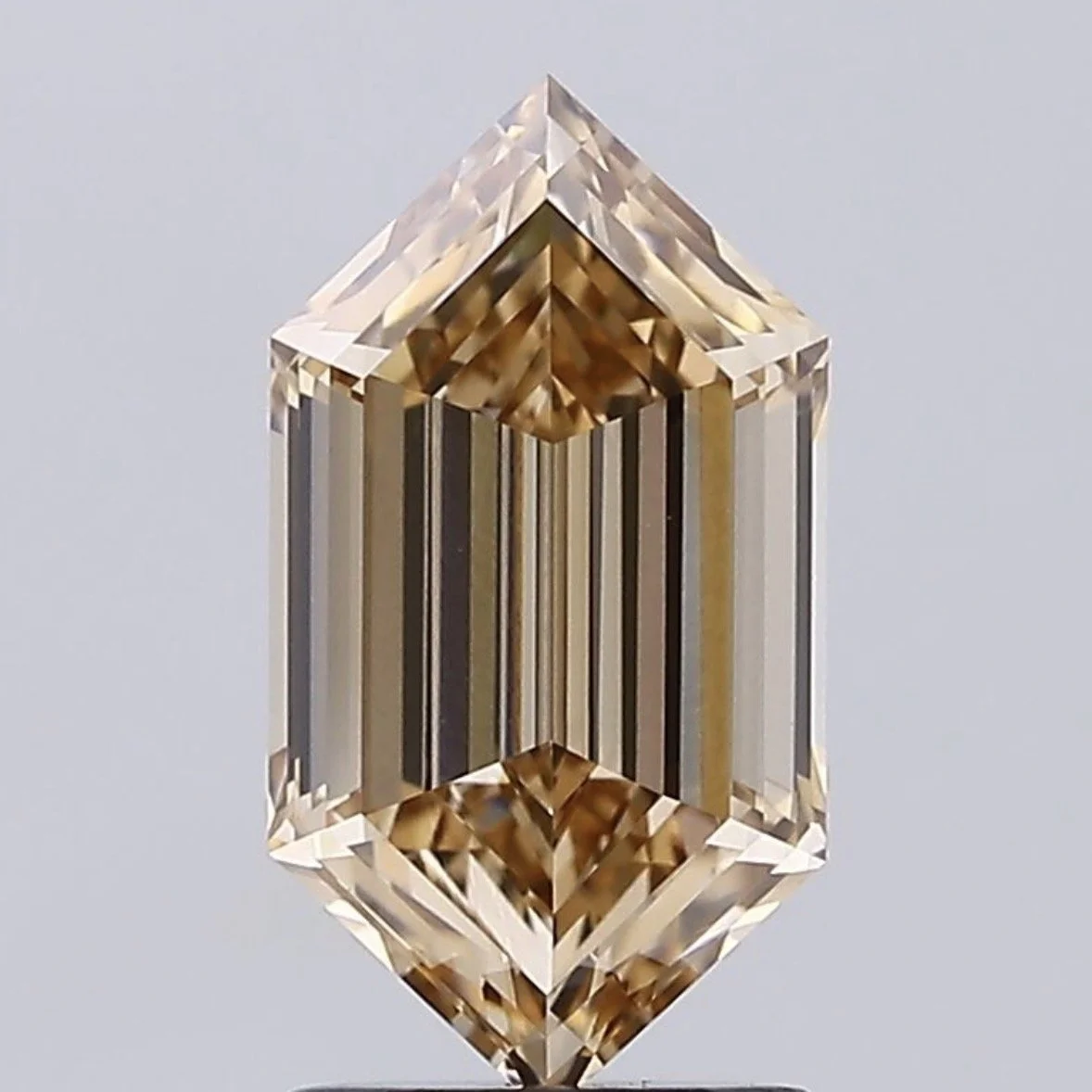 4.8 carat hexagon emerald cut diamond - golden brown champagne (custom cut)