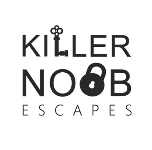 Logo for Killer Noob Escapes featuring a key and lock integrated into the text.