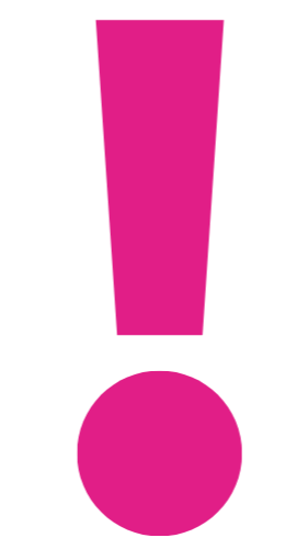 Pink exclamation mark with a black background.