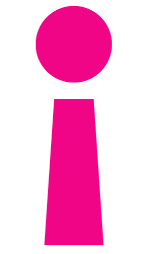 Pink exclamation mark on white background