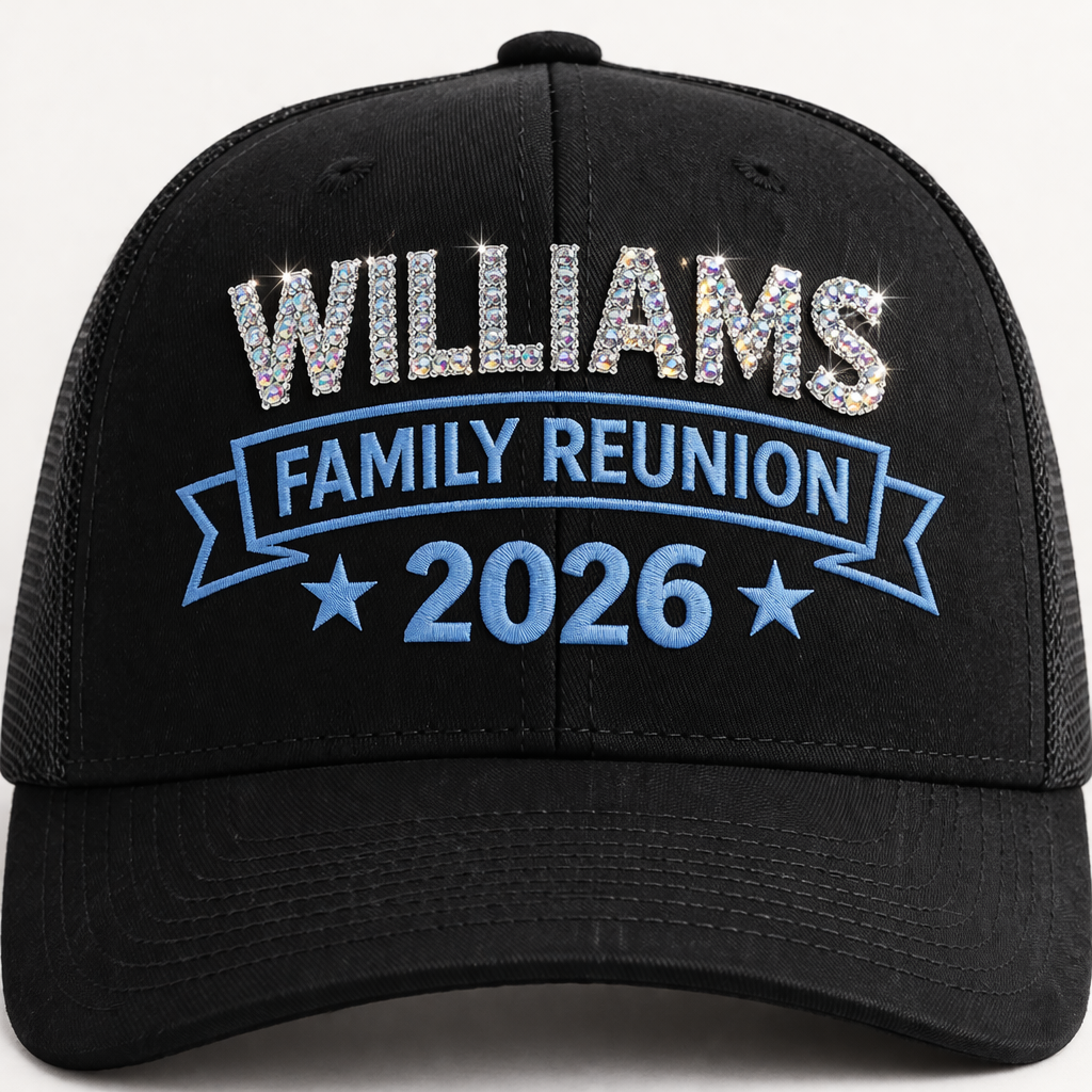 RHINESTONE Embroidered Hat-Williams Family Reunion 2026 Richardson 112 - Trucker Snapback Cap