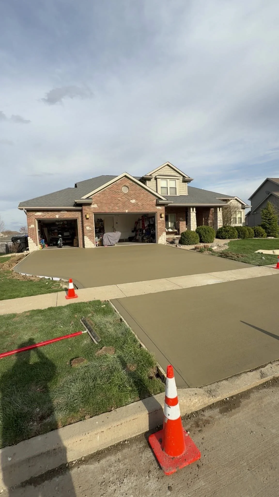 Newly poured concrete driveway