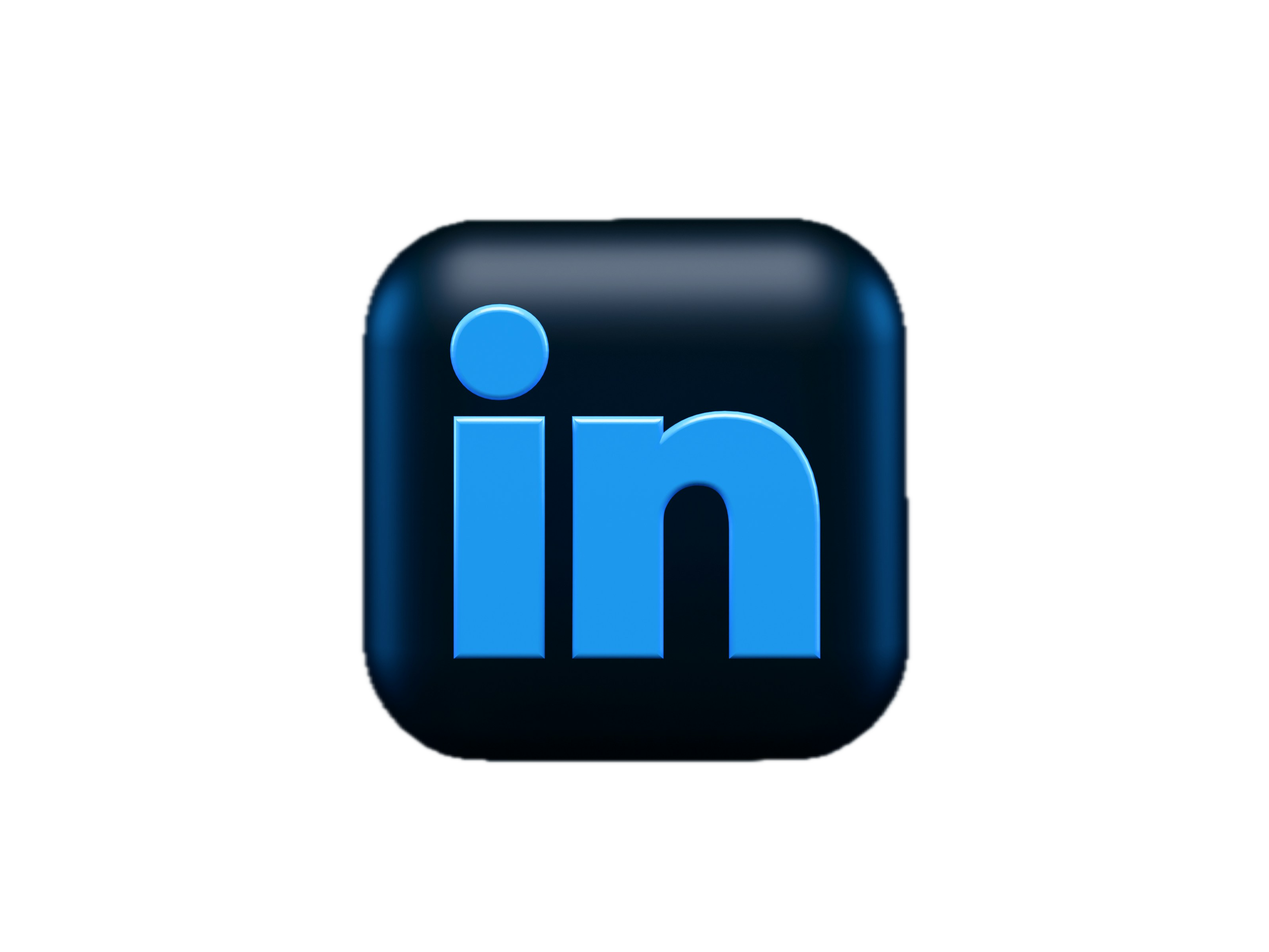 Blue LinkedIn icon with rounded square background and stylized lowercase 'in' lettering.