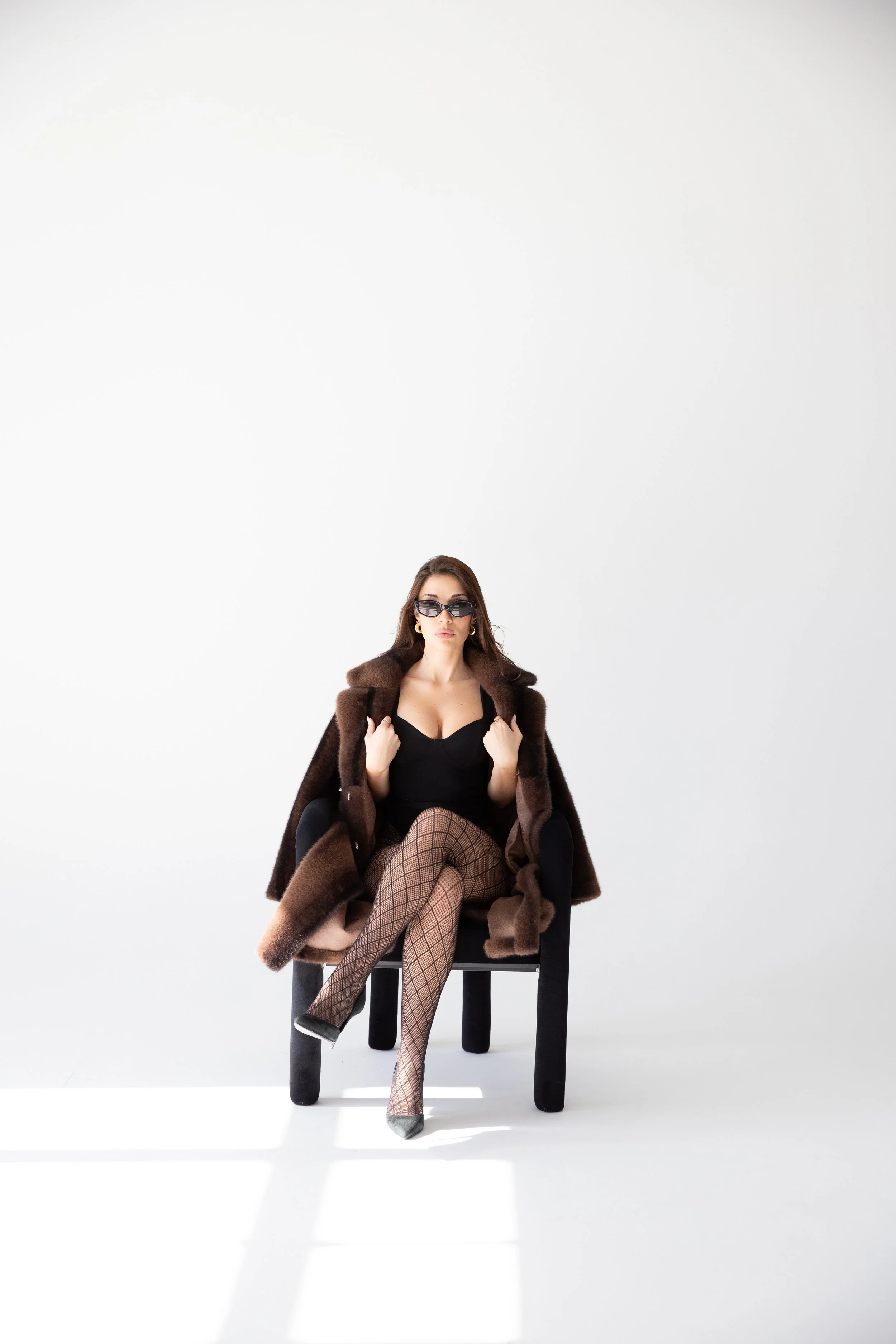 fur jacket mob wives branding shoot