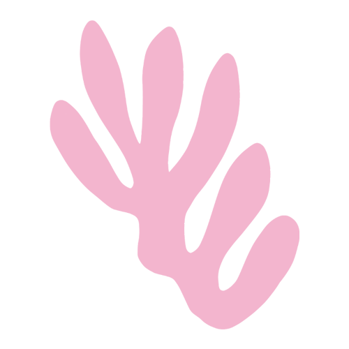 A pink abstract hand drawn shape on a black background.