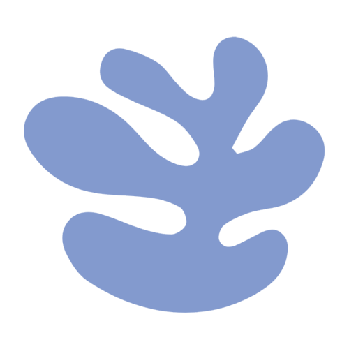 Cartoon illustration of a blue coral or seaweed plant.
