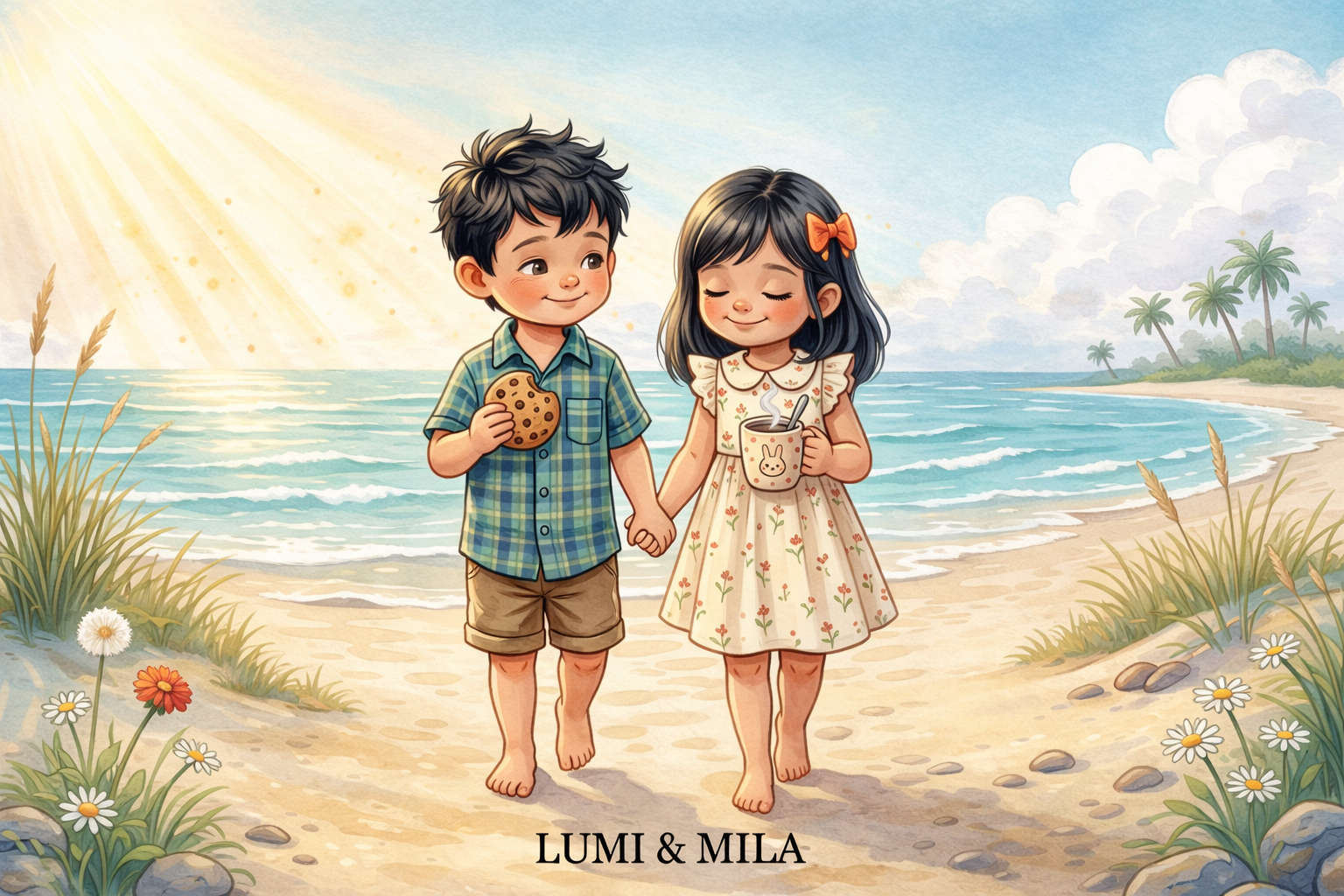 Inspirational Kids Lumi and Mila on Beach