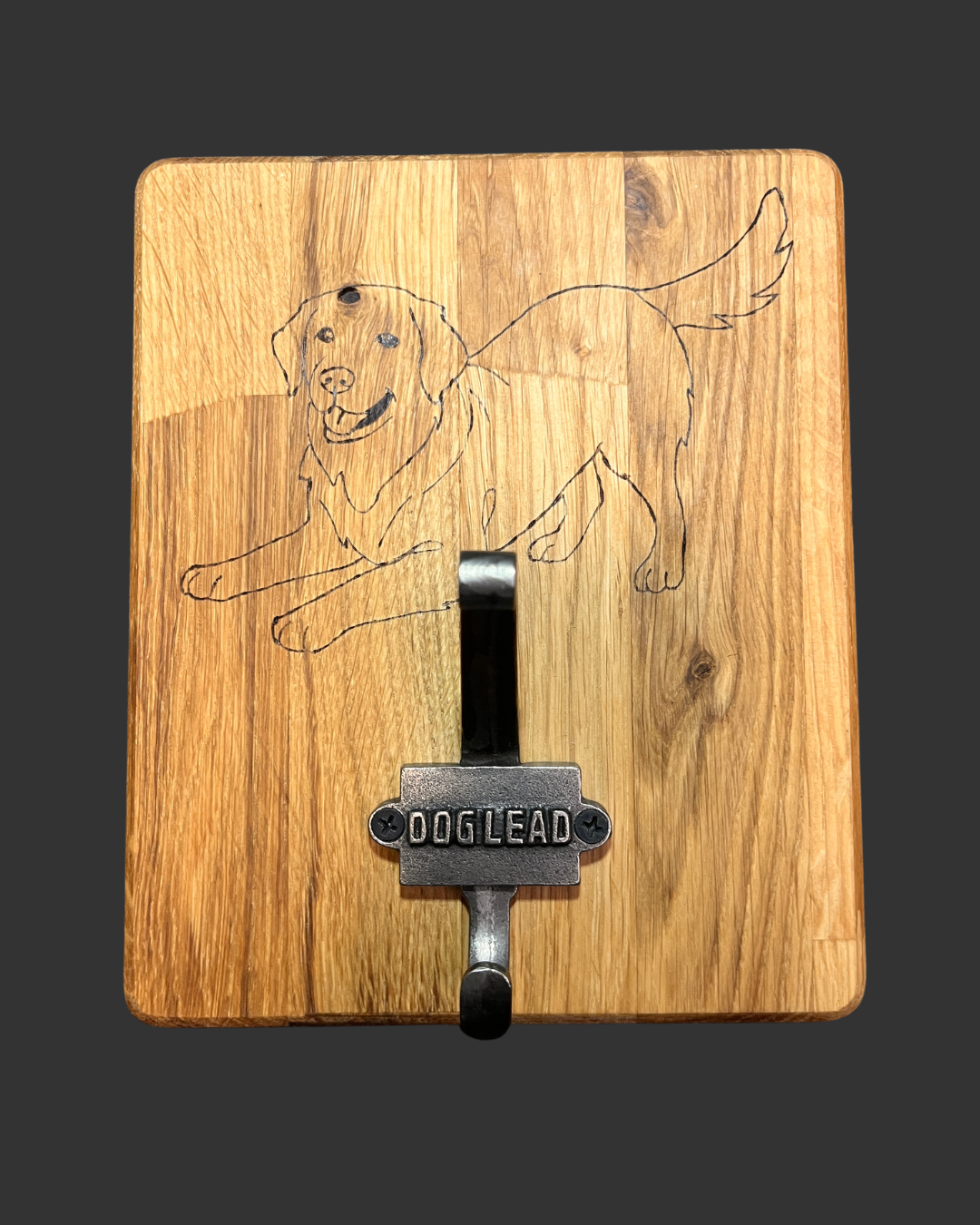 Handmade Wooden Dog Lead Hook | Retriever