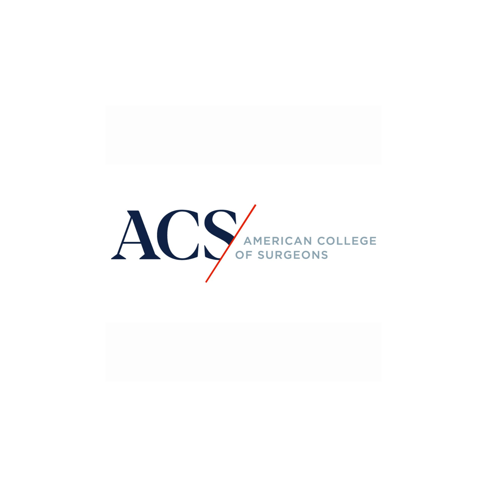 Logo of the American College of Surgeons with large navy blue letters 'ACS' and the words 'American College of Surgeons' in smaller light gray font.