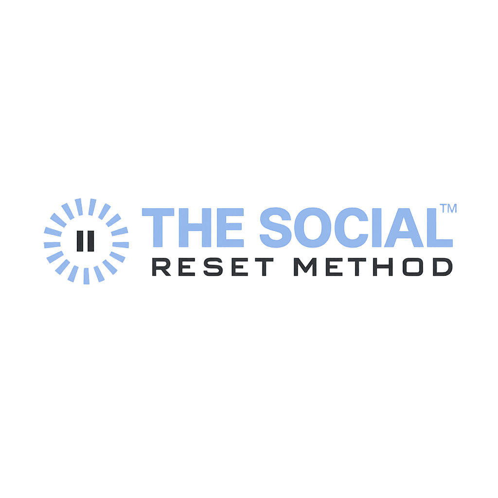 Logo for the social reset method, featuring a circular loading icon with a blue and black color scheme and white background.