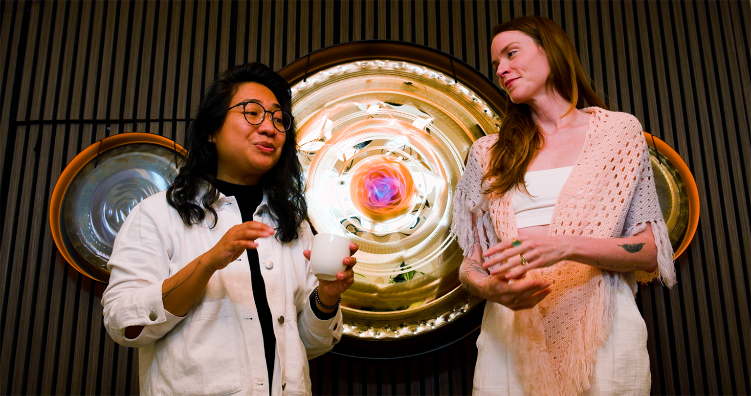 Ira Rain and Mia Wilson in MEDITATION CLUB.