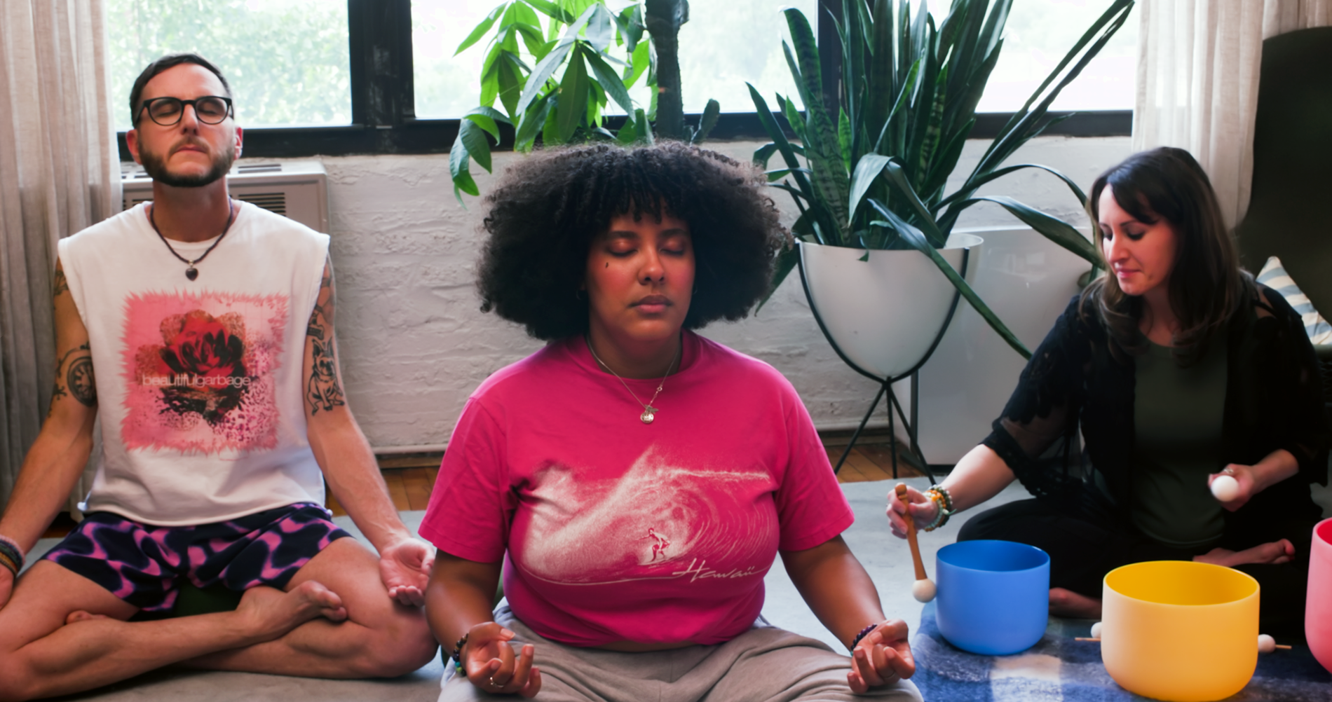 Ryan McWilliams, Jessica Marie Willis, and Arianne Warner in MEDITATION CLUB.