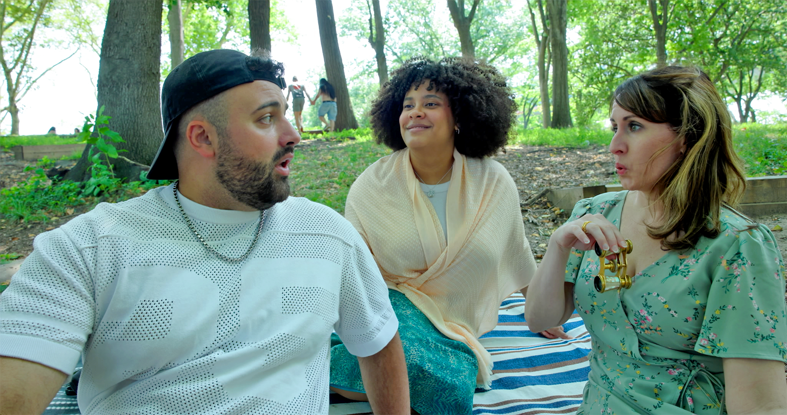 Joe Marano, Jessica Marie Willis, and Arianna Warner in MEDITATION CLUB.