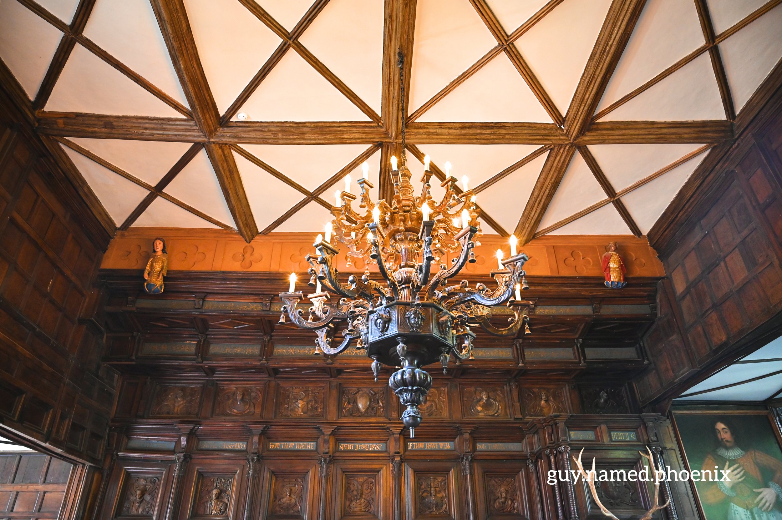 Impressive chandelier hung in the great hall at Speke Hall
