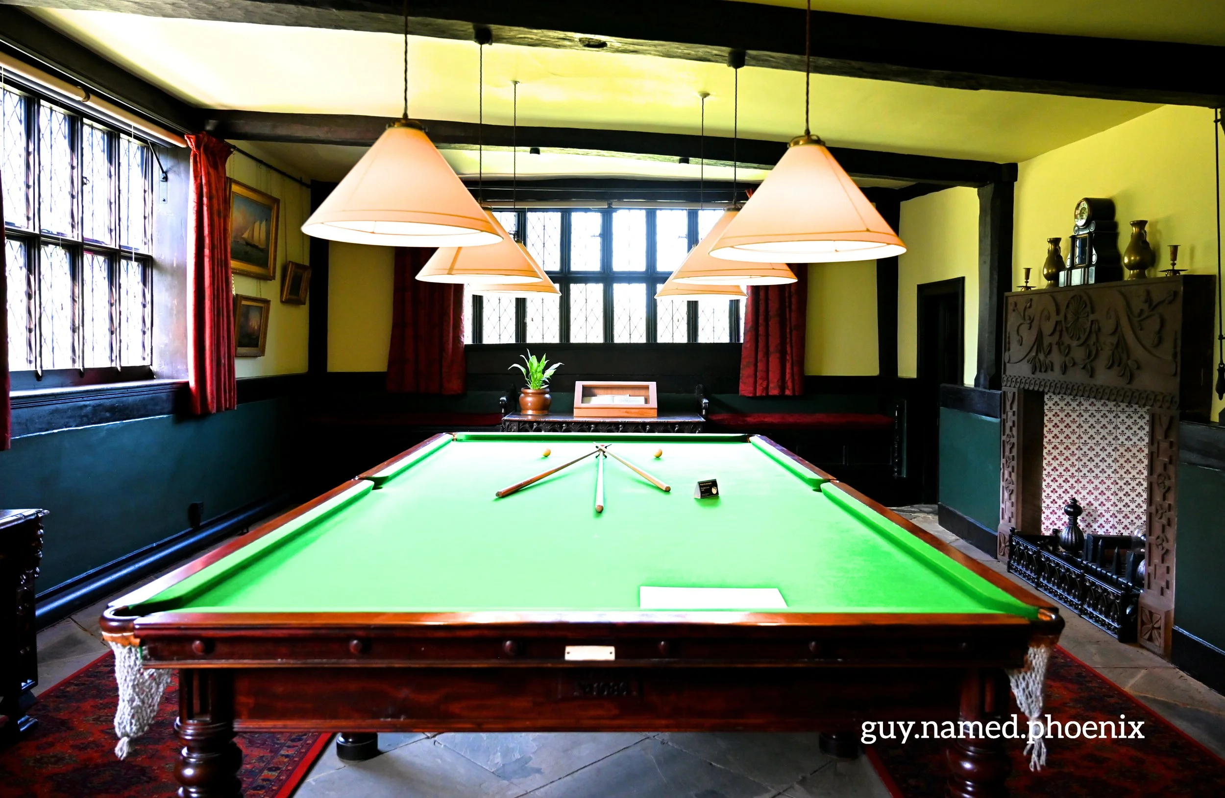 A billiard table in the games room