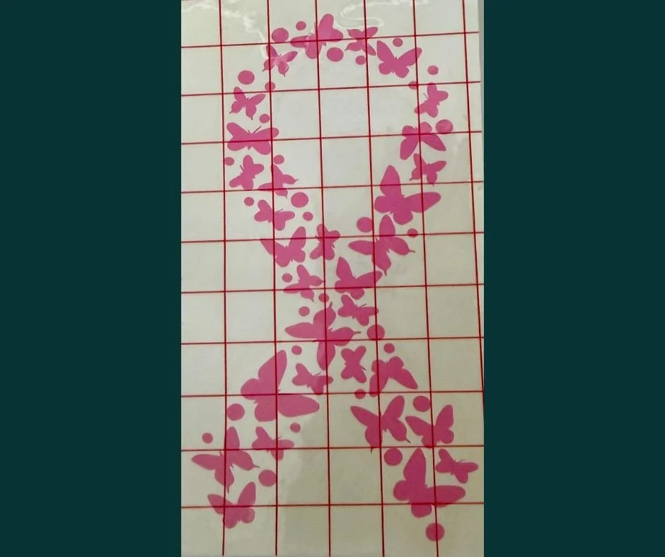 Vinyl Decal - Breast Cancer Awareness Ribbon Butterflies