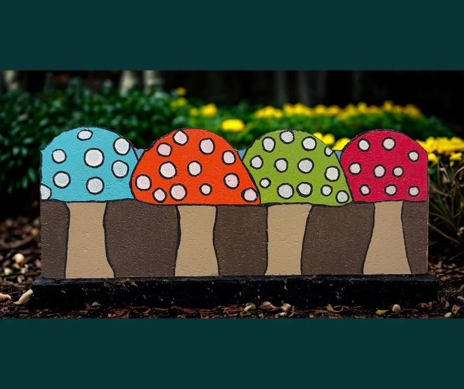 Painted Paver Block - Mushrooms