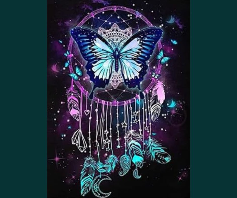 Diamond Art Kit - Butterflies & Dreamcatcher (Purple/Blue)