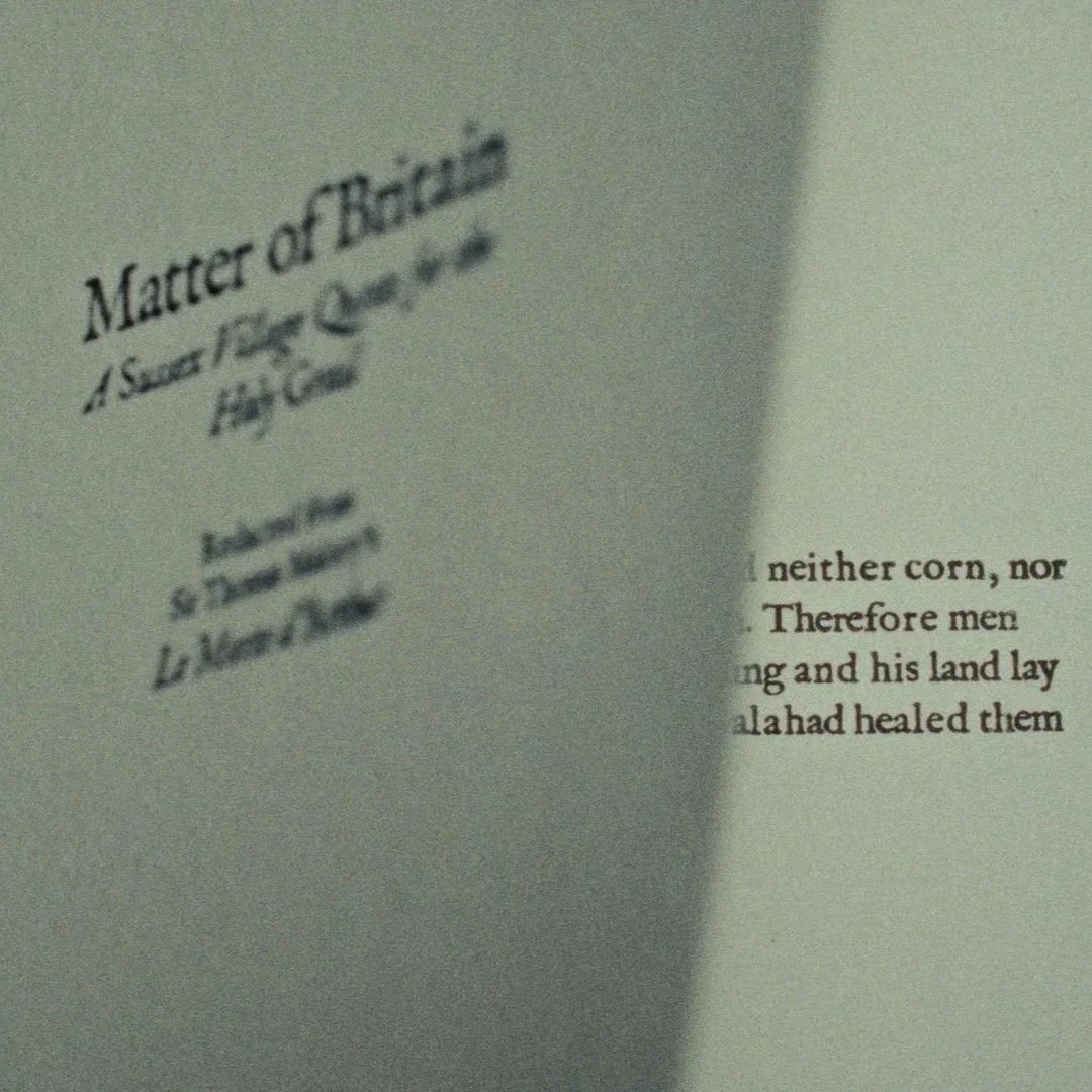 Close-up of a page from a book with the section title 'Matter of Brethren' and some text about corn, land, and healing.