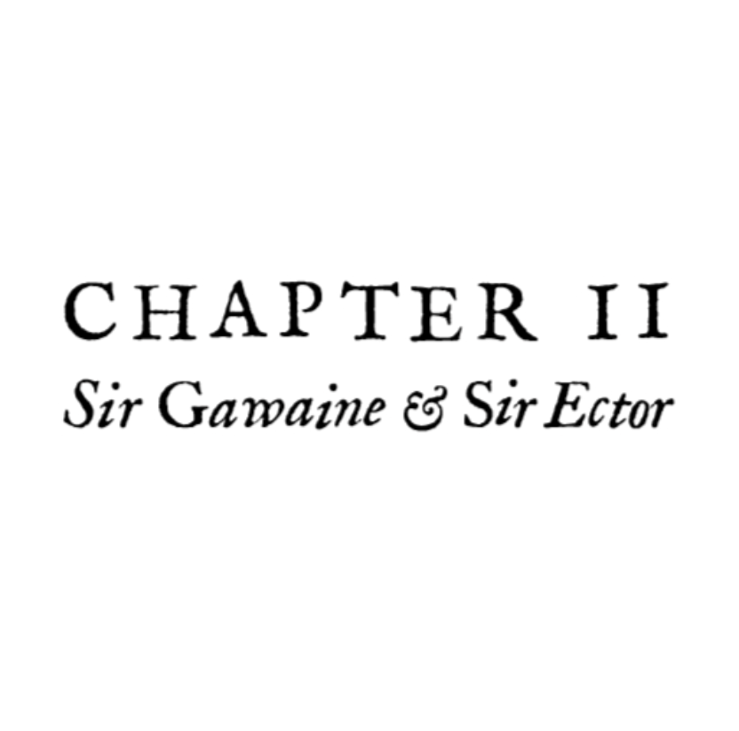 Title page of a book displaying 'Chapter II Sir Gawaine & Sir Ector' in large and italics.