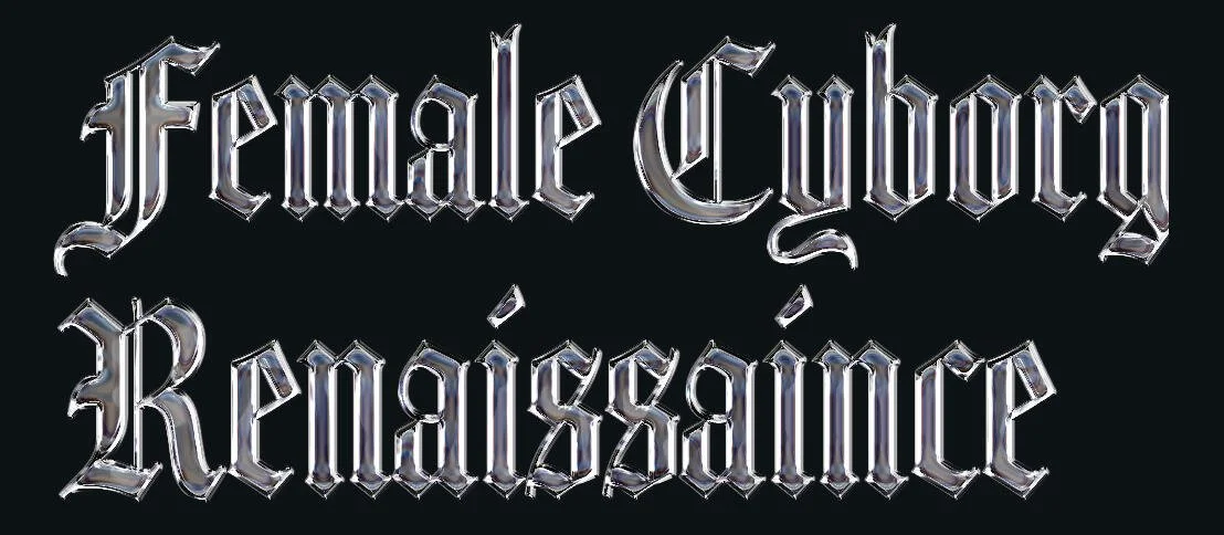 Text reading 'Female Curb Reincarnation' in a stylized metallic gothic font on a black background.