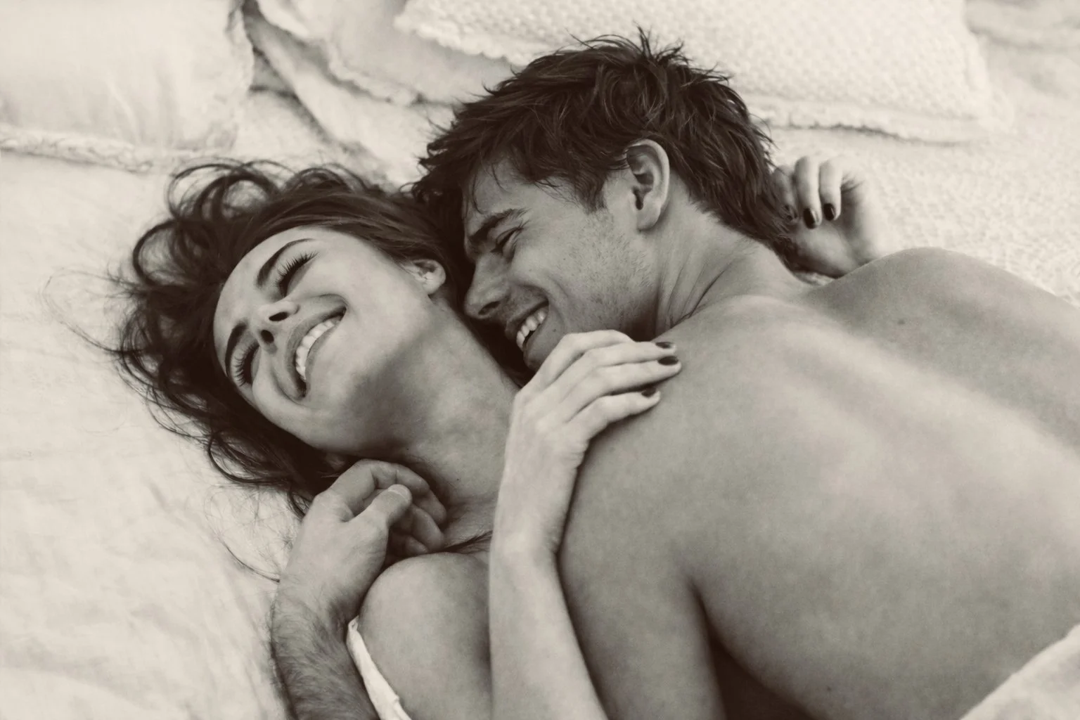 A couple sharing a joyful moment.