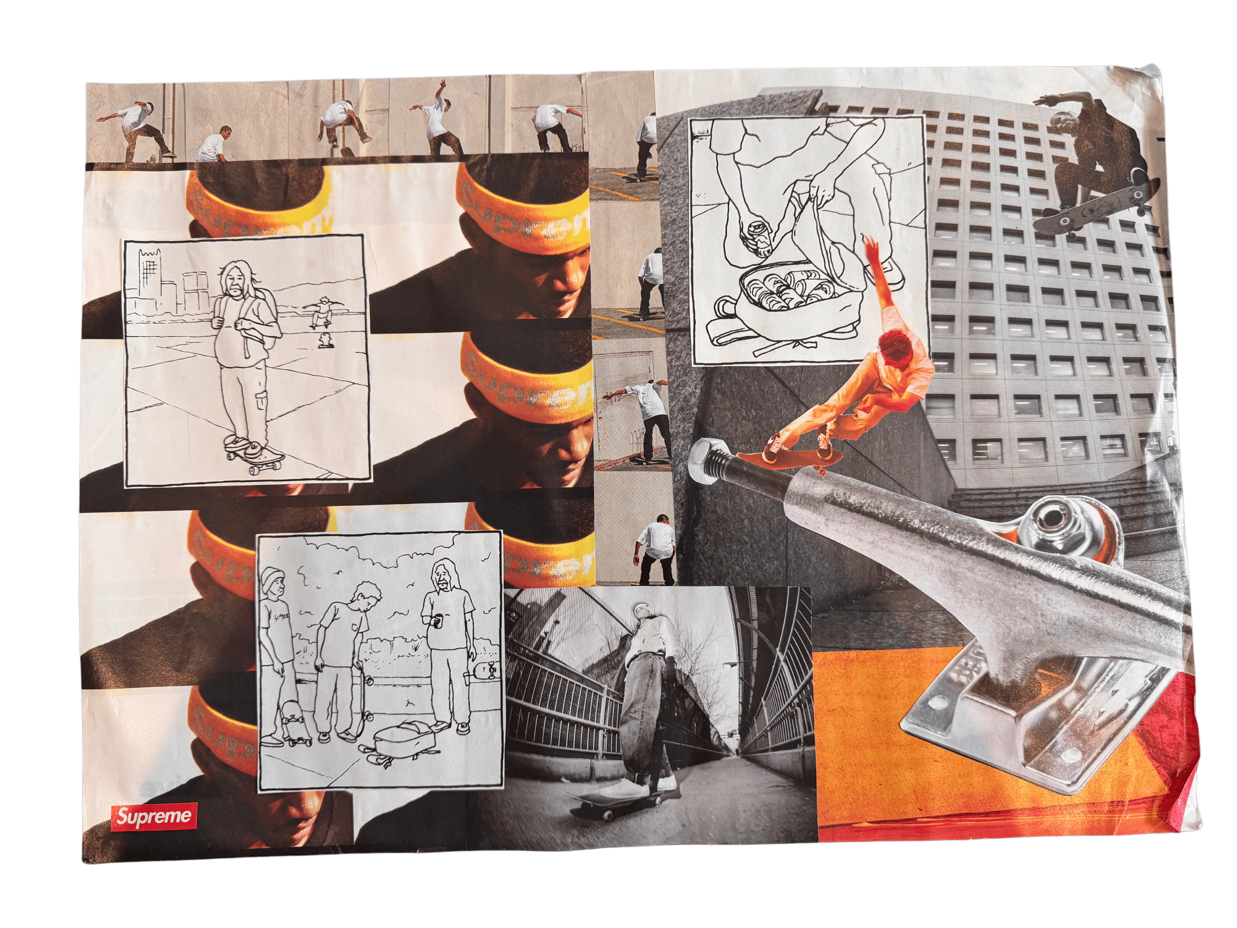 Skate Collage #2 (2023) — a mixed media collage made from elements from Thrasher Magazine, Vague Skate Mag, Free Skate Mag, Grey Skate Mag, Solo Skate Mag, and North Skate Mag. All magazine content © original publishers; used here transformatively in
