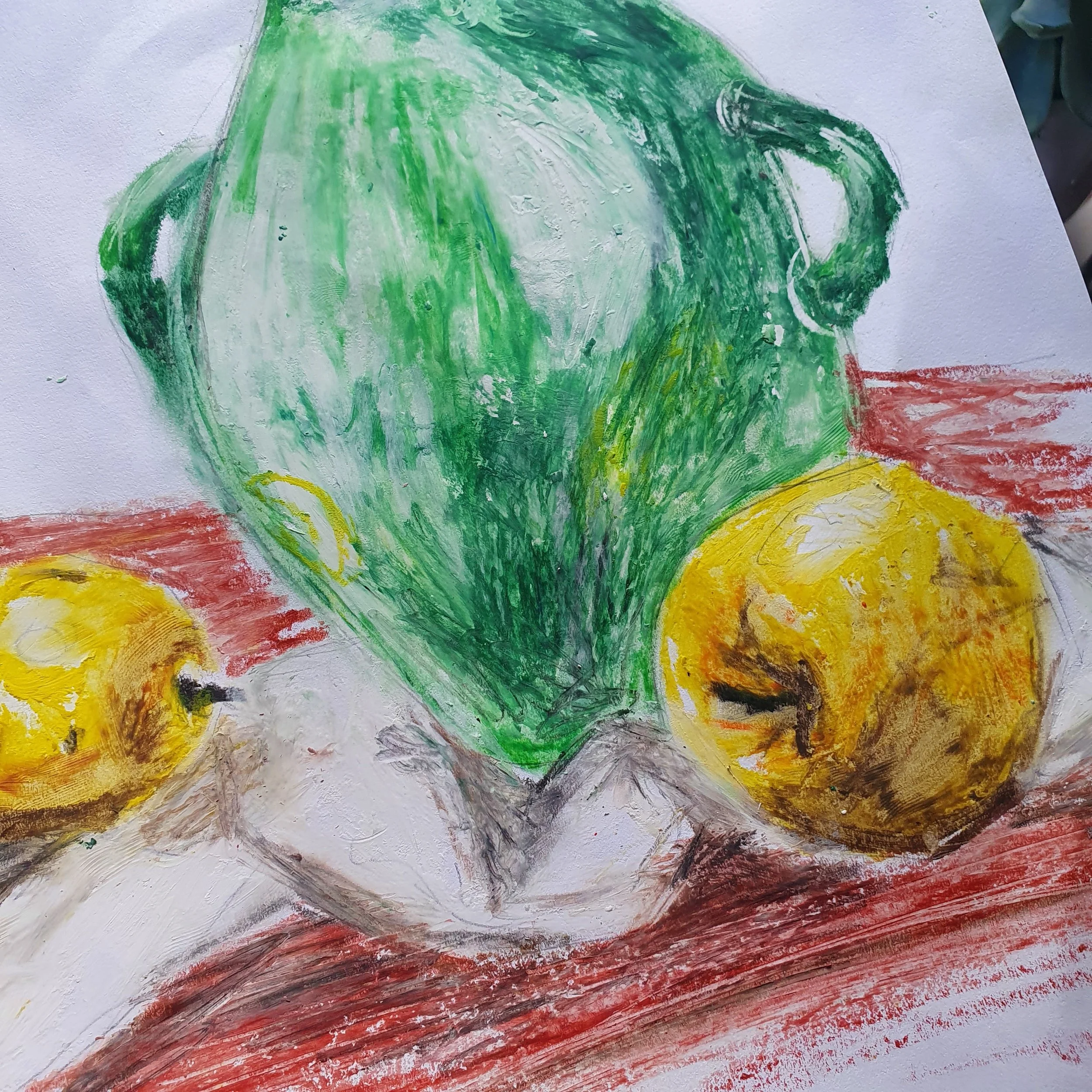 Detail 2 - Still life - Oil pastels on printer paper - 2020 - Not original reference.
