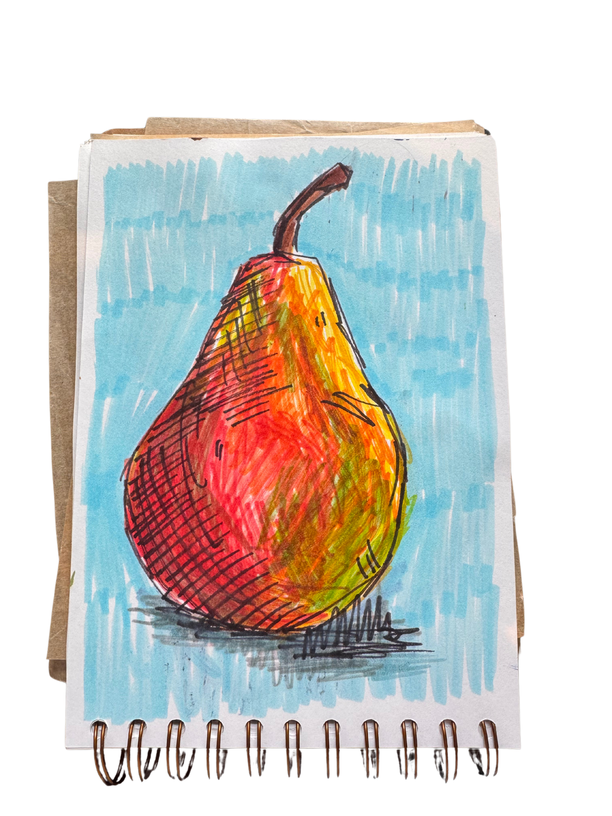 Pear in chisel felt tip.