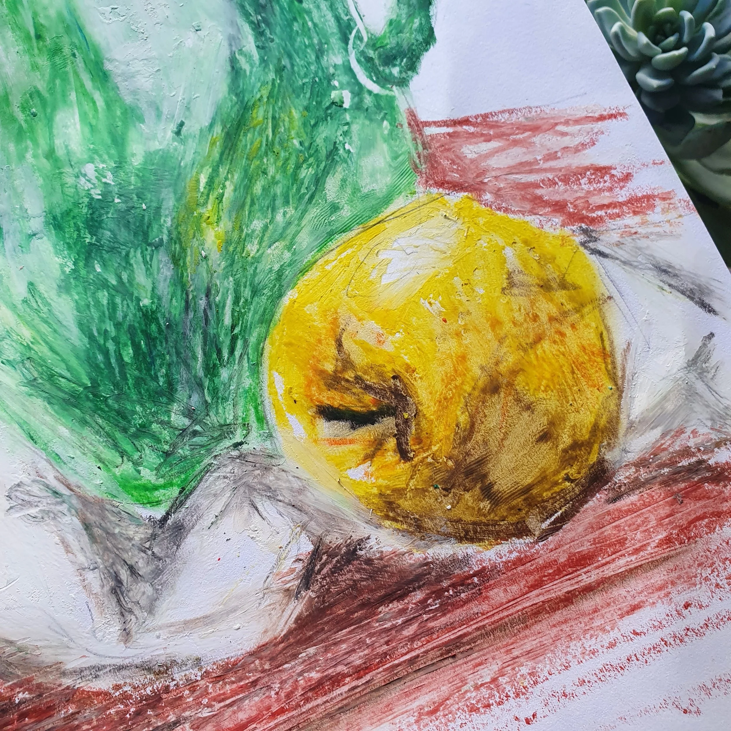 Detail 1 - Still life - Oil pastels on printer paper - 2020 - Not original reference.