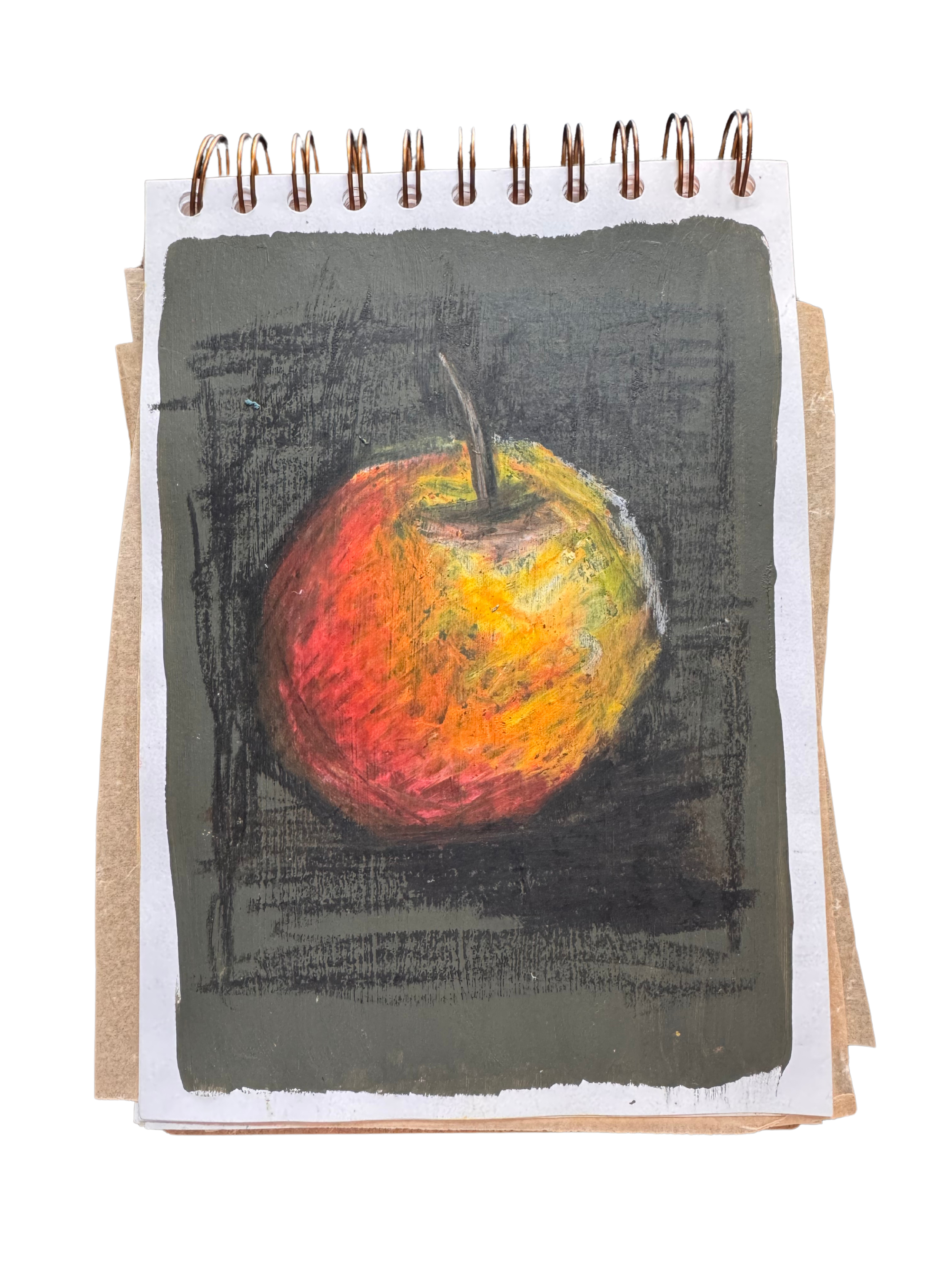 Apple in oil pastel.