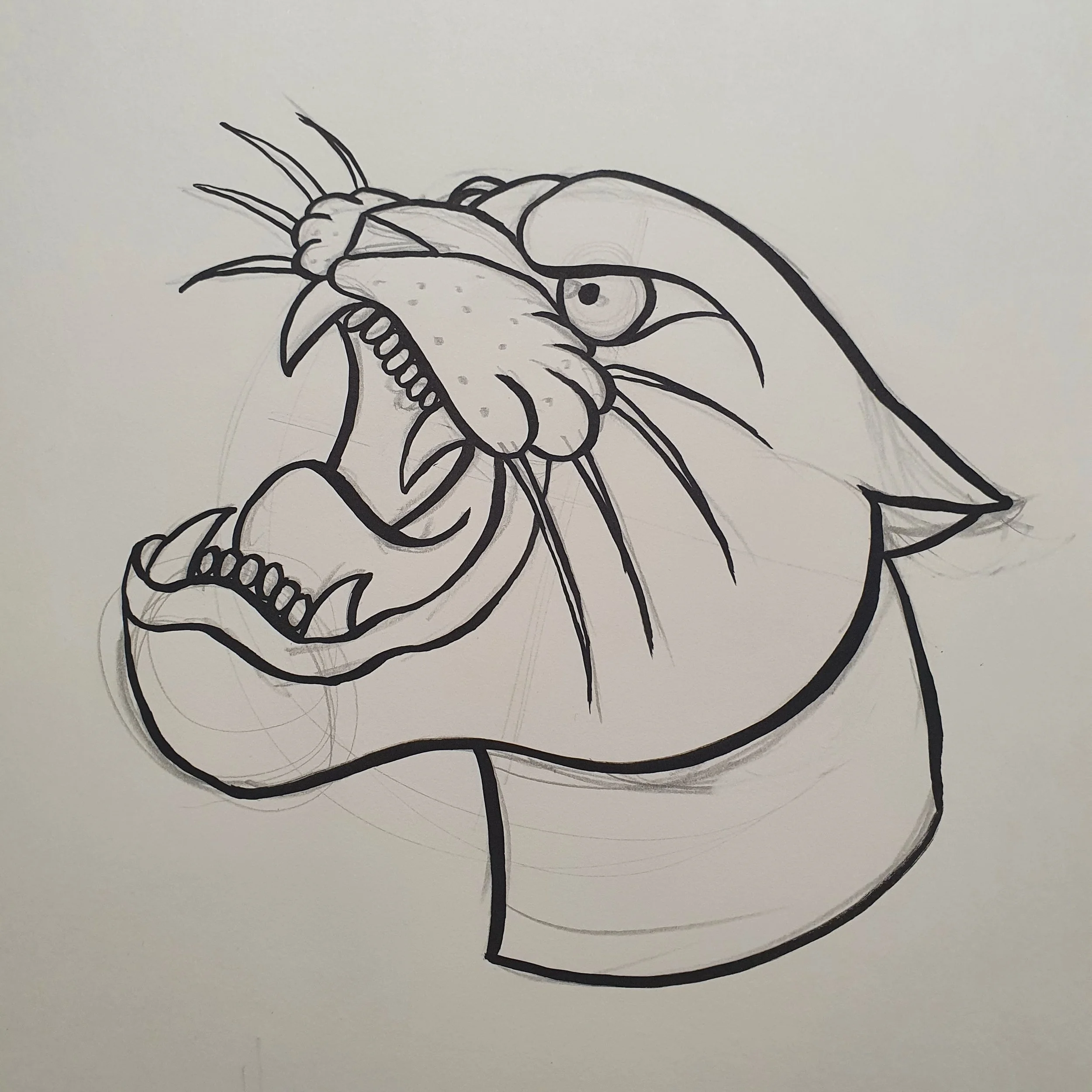 American traditional panther bust - Ink on paper - 2020