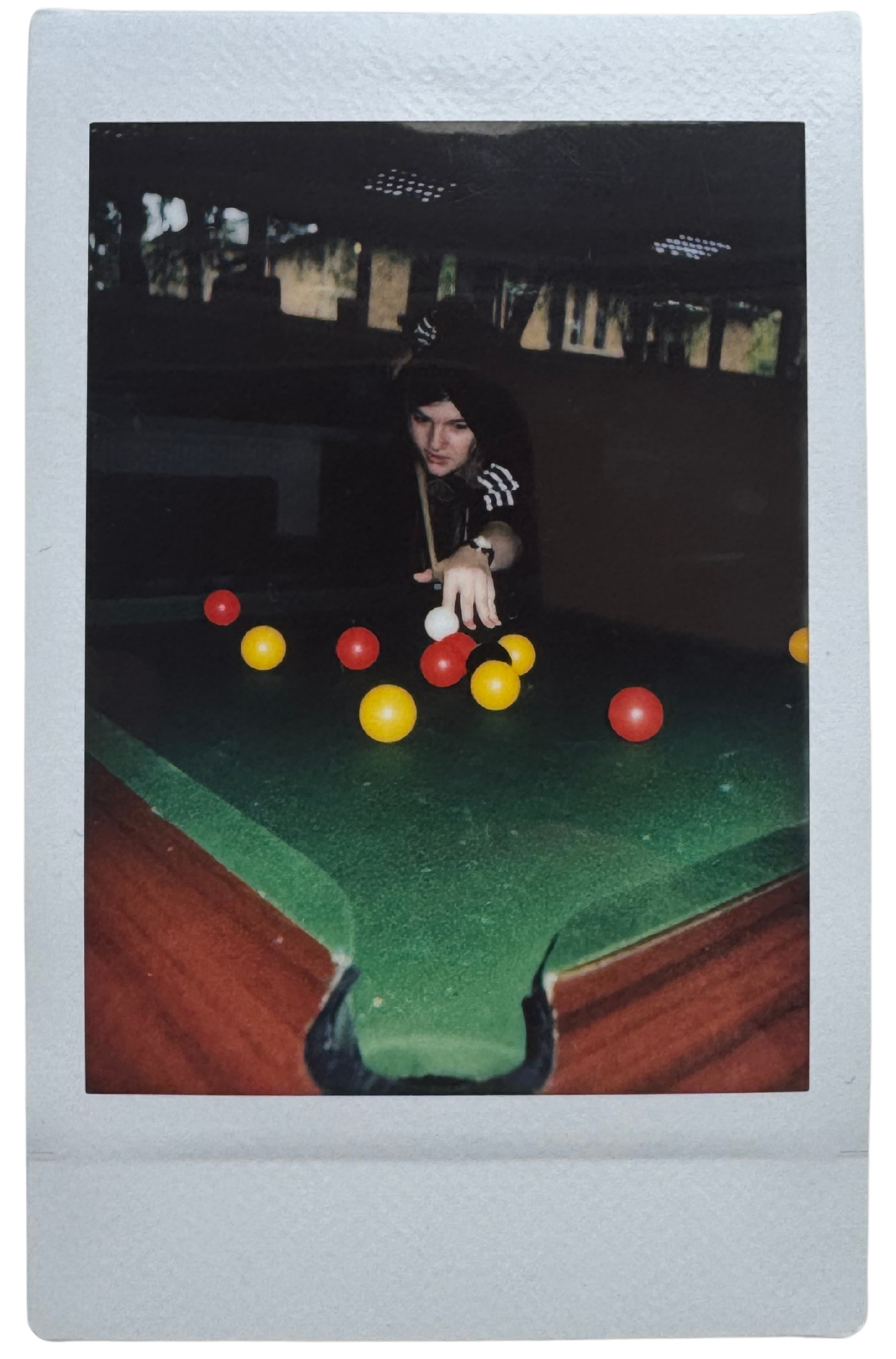 Myself, playing pool, Yeovil College, 2016.