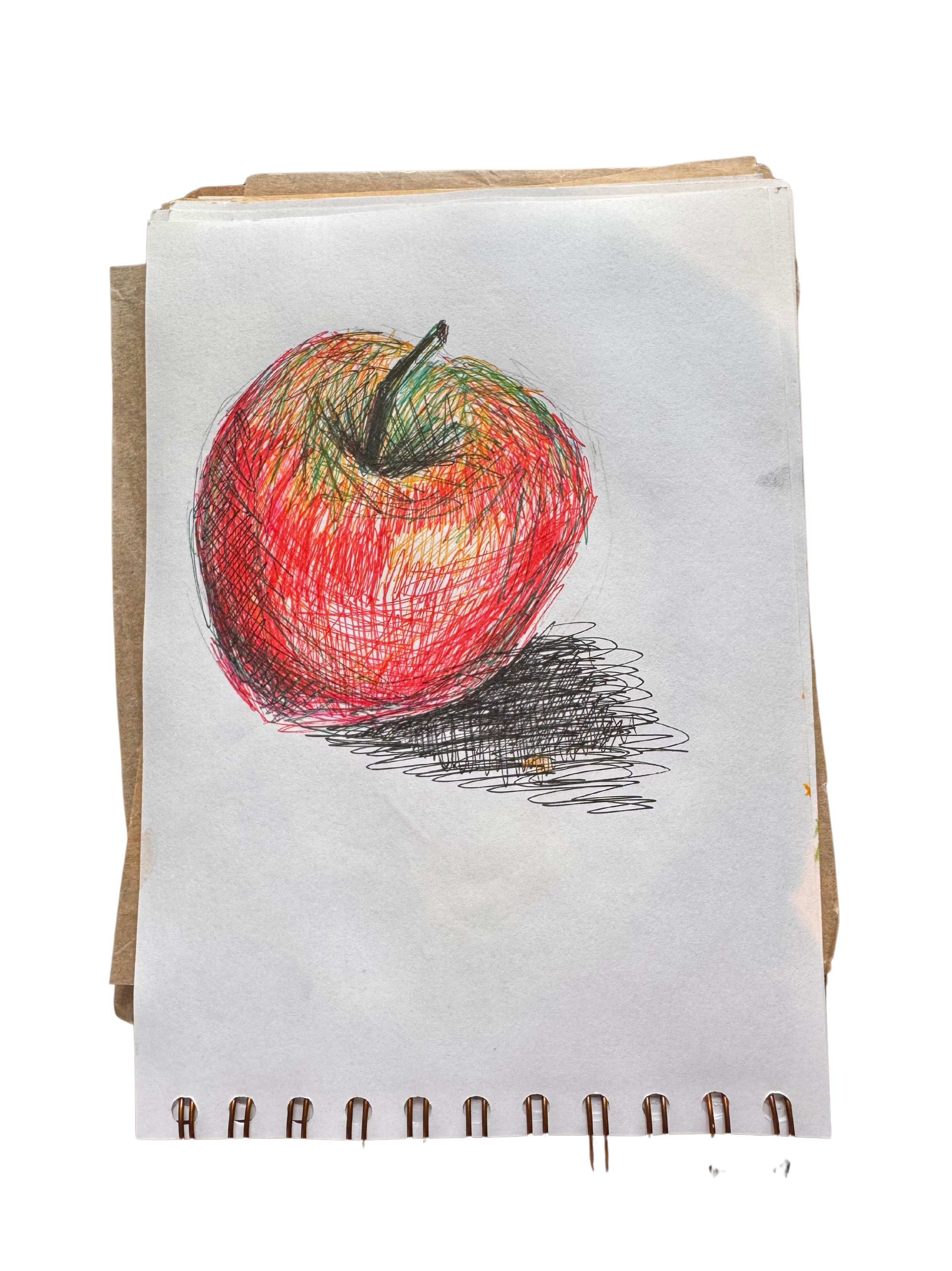 Apple in coloured pens.