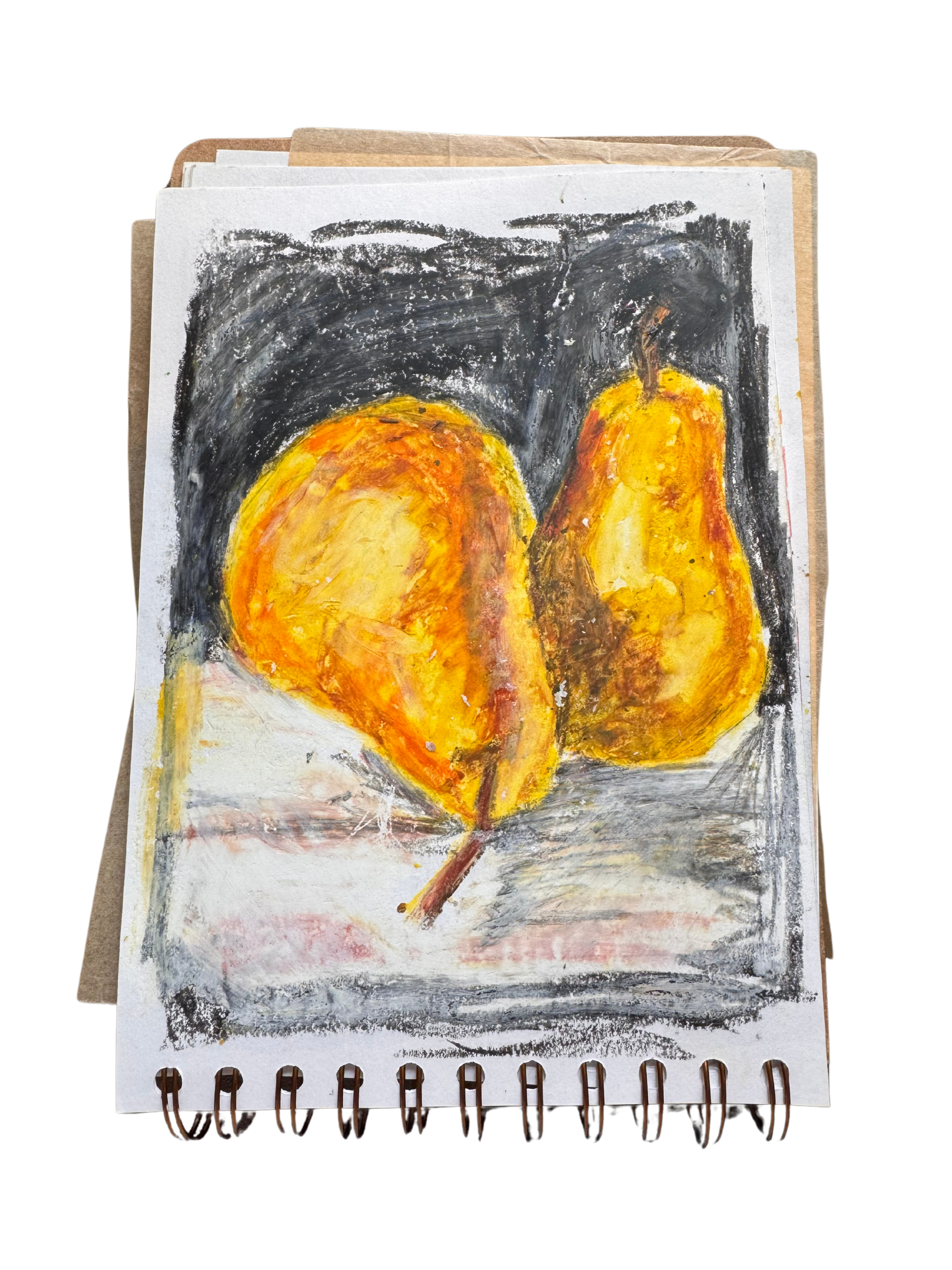 Pair of pears in oil pastel.