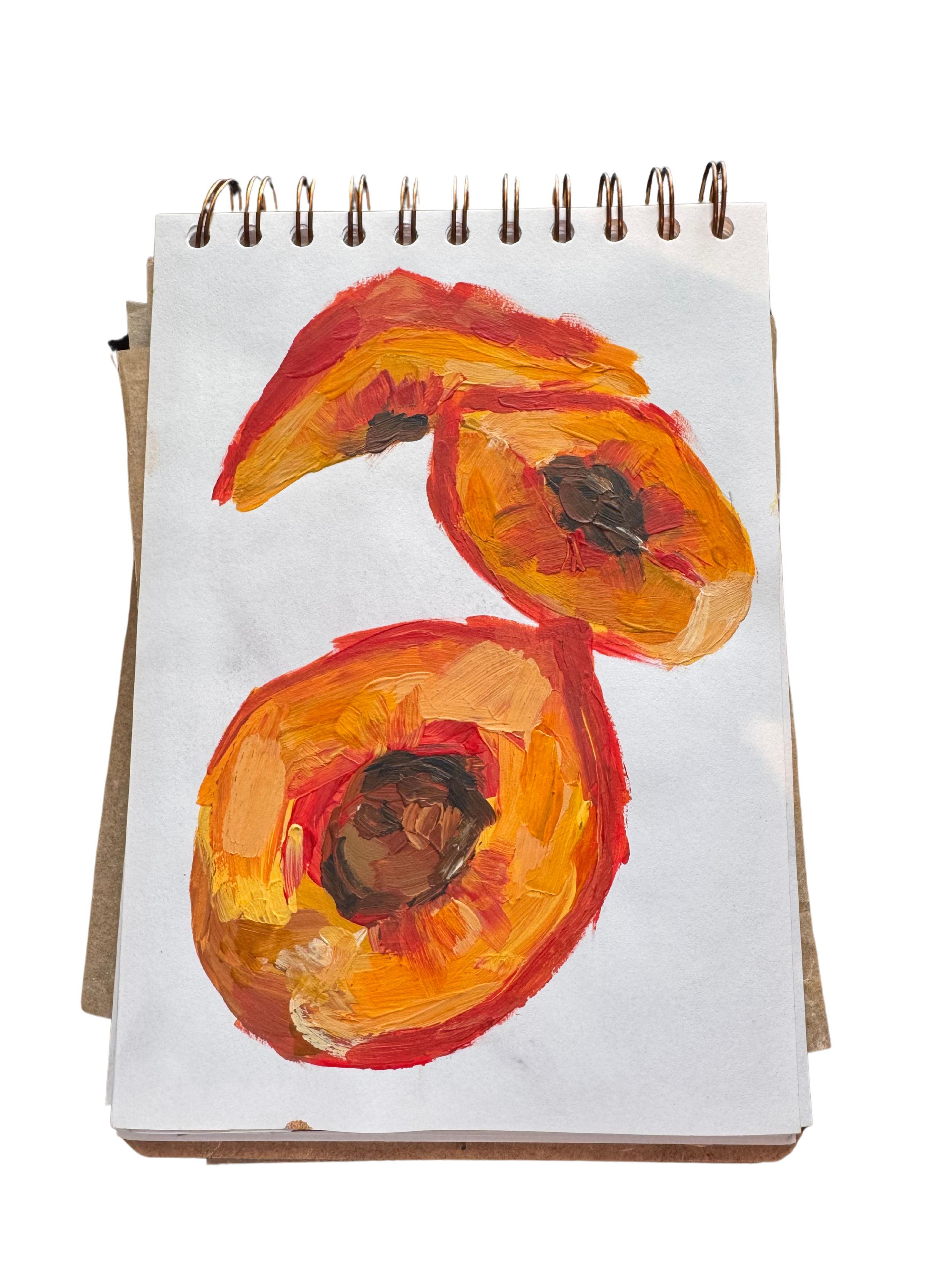 Peaches in acrylic paint.