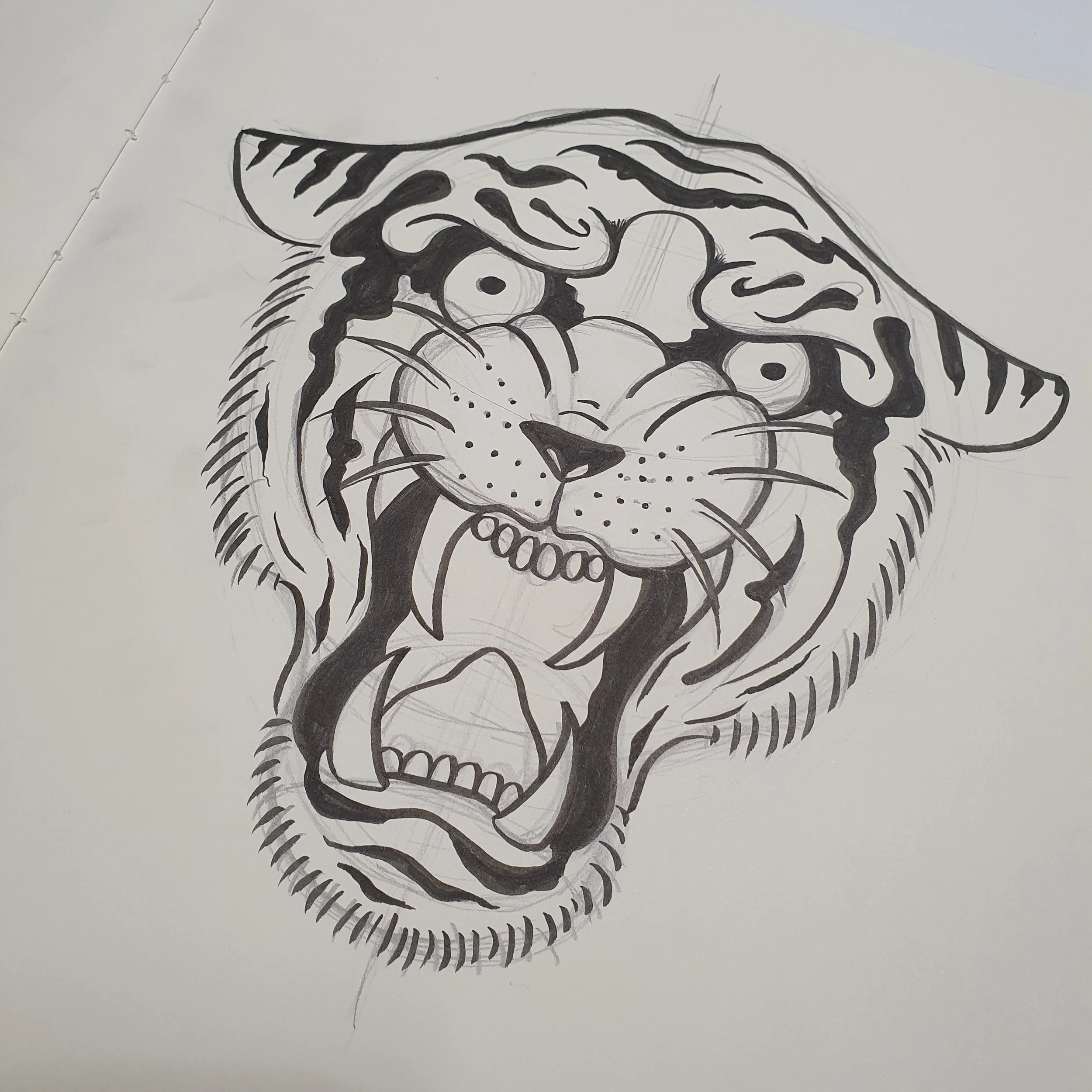 American traditional tiger - Ink on paper - 2020