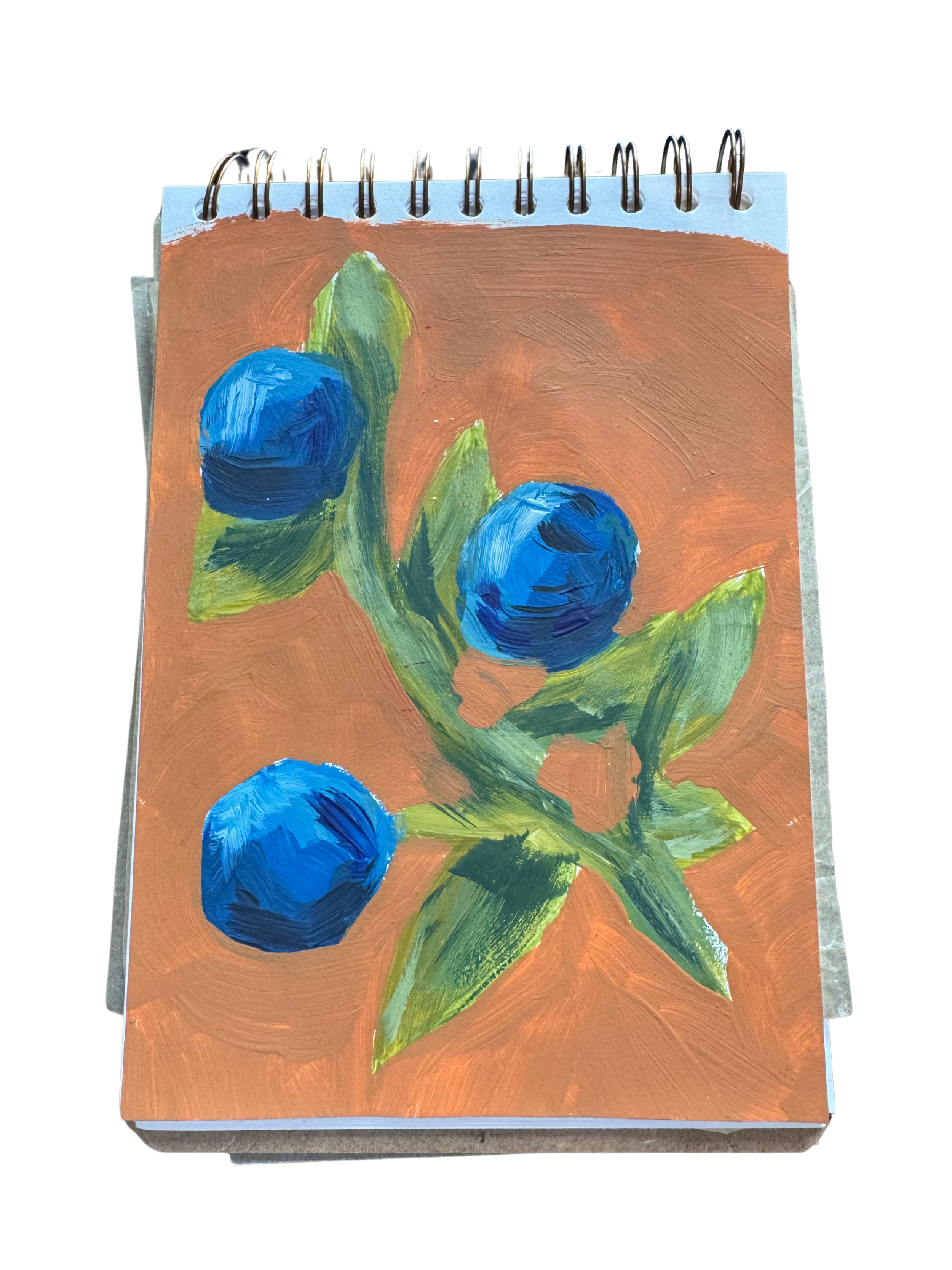 Blueberries in acrylic paint.