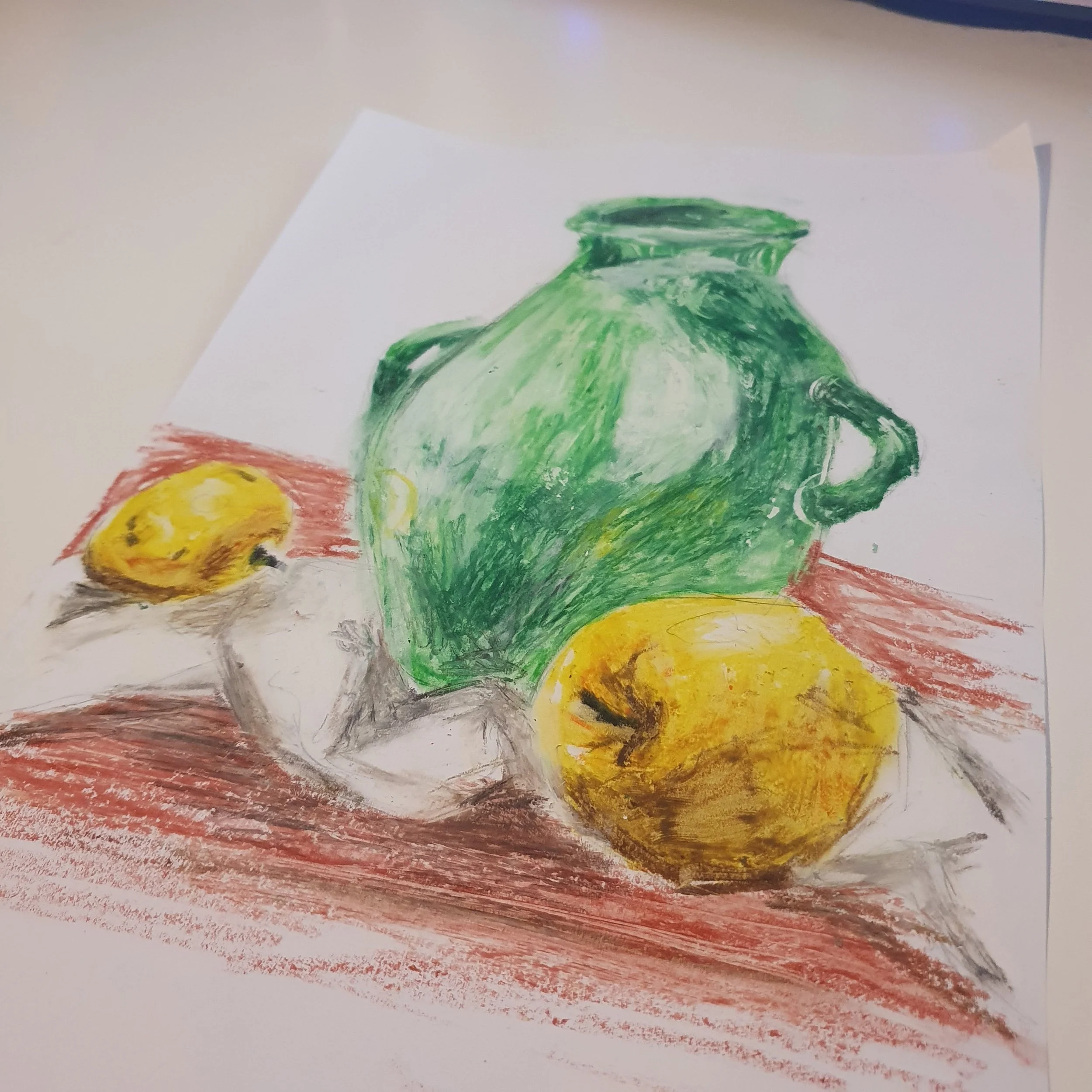 Still life - Oil pastels on printer paper - 2020 - Not original reference.