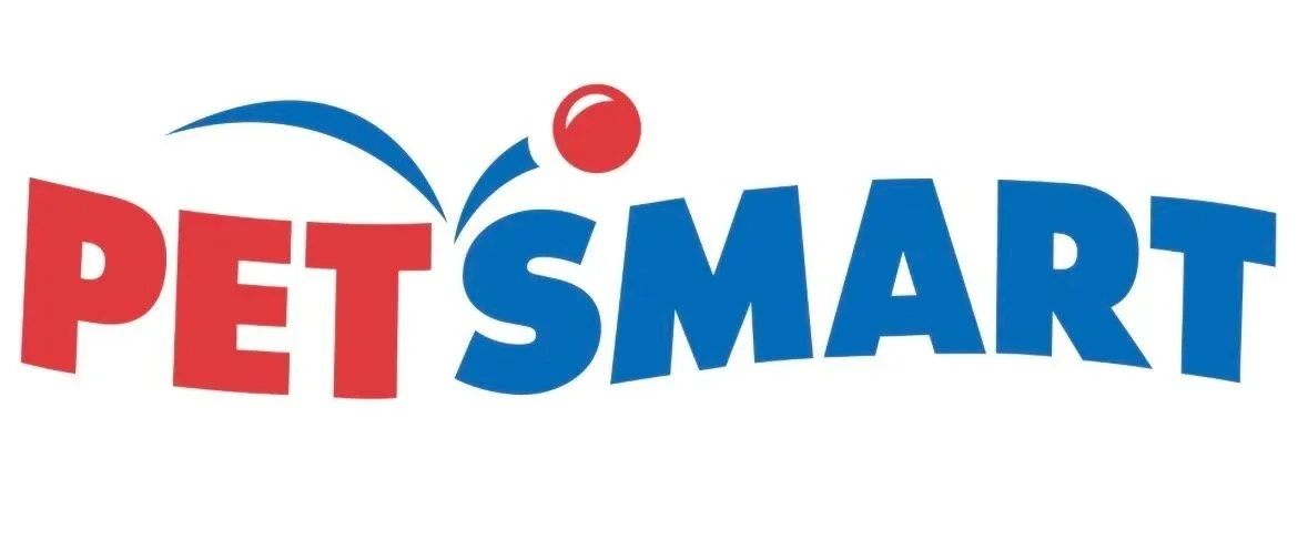 PetSmart logo with red and blue text and a red sphere above the letter 'e'