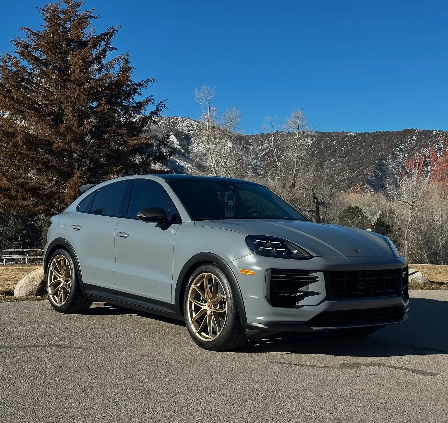 We took delivery of this brand new 2025 @porsche Cayenne Turbo GT and proceeded to give it a full body PPF job changing the finish from factory gloss to Matte. Our PPF/Clear Bra is warrantied for 10 Years and offers rock chip and scratch protection p