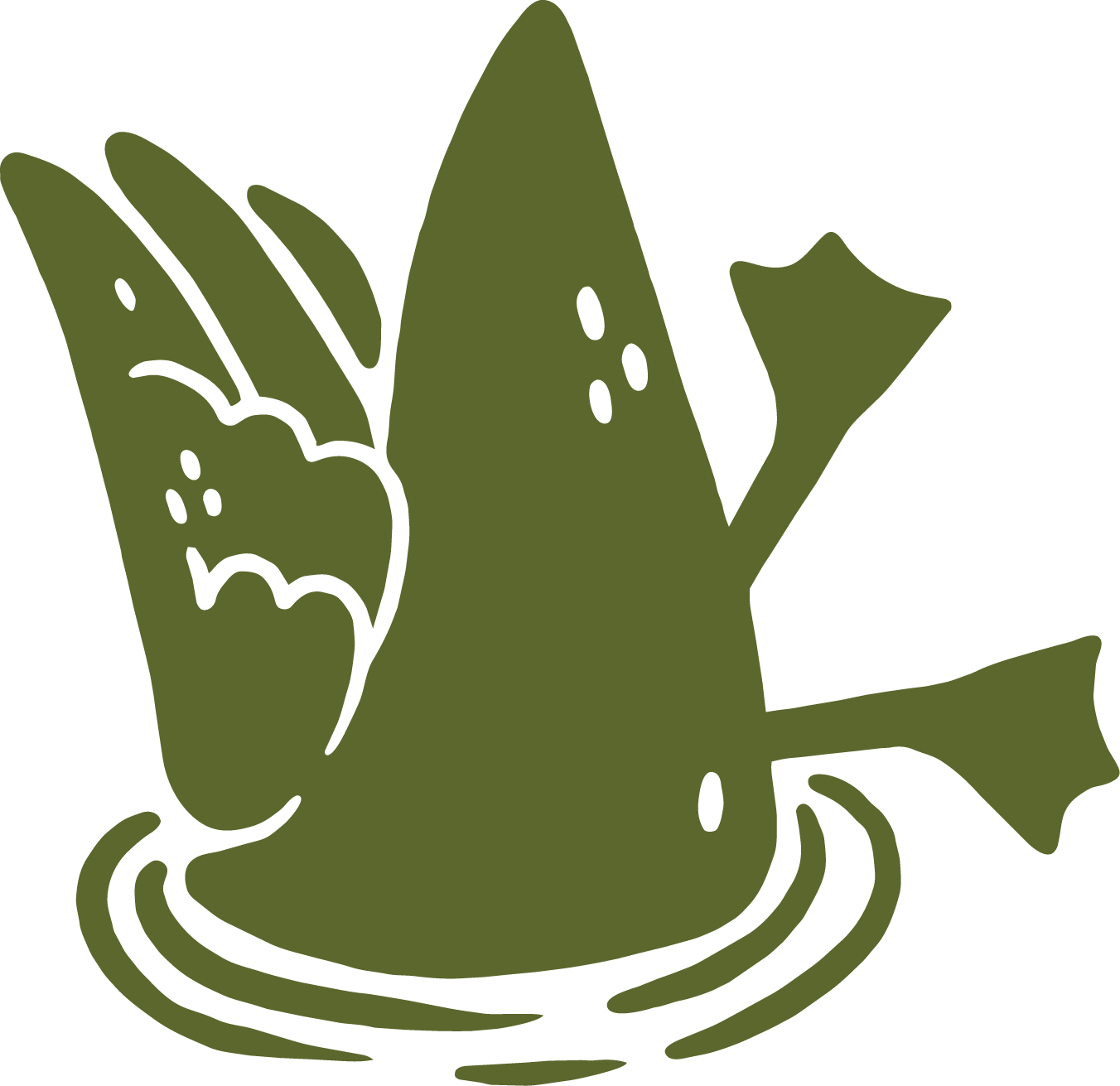 Illustration of a duck diving into the water.