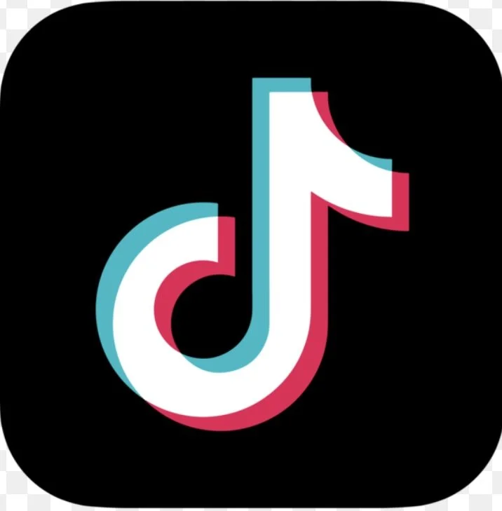 TikTok logo with a black background and a multicolored musical note icon
