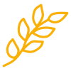 Stylized gold leaf branch on a black background.