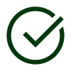 Green check mark inside a green circle.
