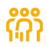 Icon of three people, symbolizing a group or team.