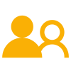 Icon of two people, one larger and one smaller, representing a user or group.