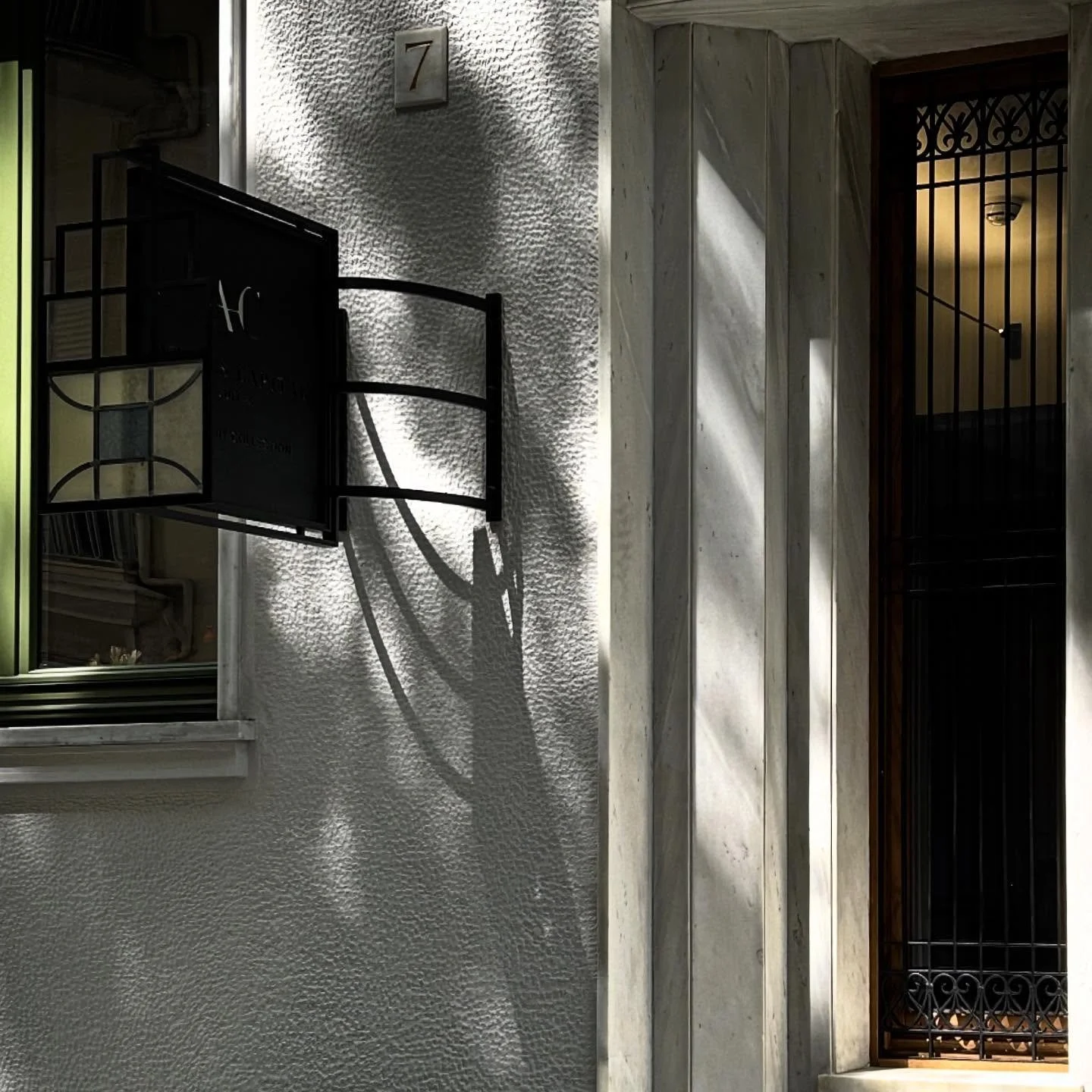 A detailed signage in steel &amp; stained glass for  @athenscapitalsuites 
Artistic direction &amp; Interiors @magdalini_s_  x @themare.studio #architecture #athens