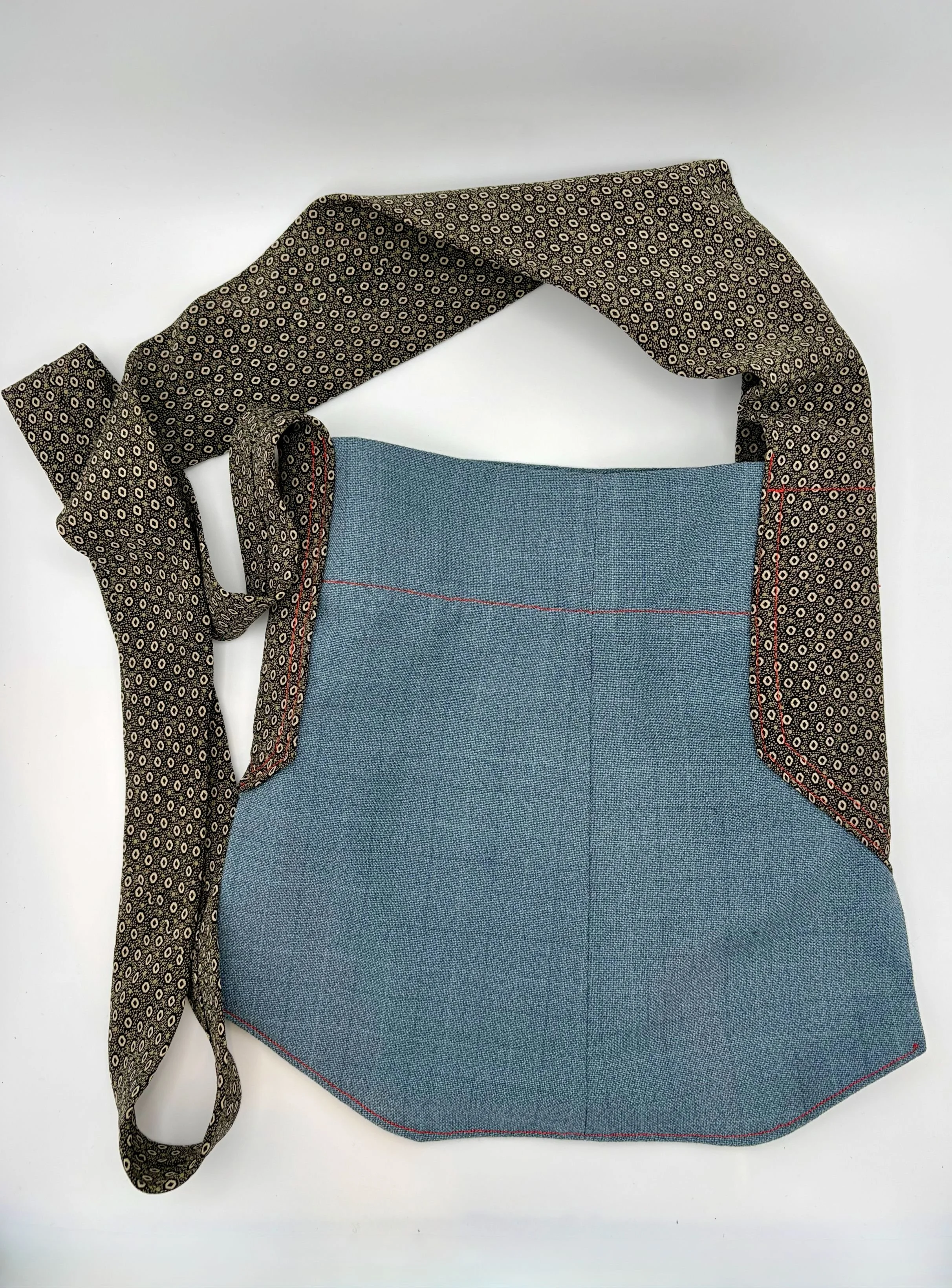 Up-cycled Tie Purse: Light Blue Plaid with Geometric Tie