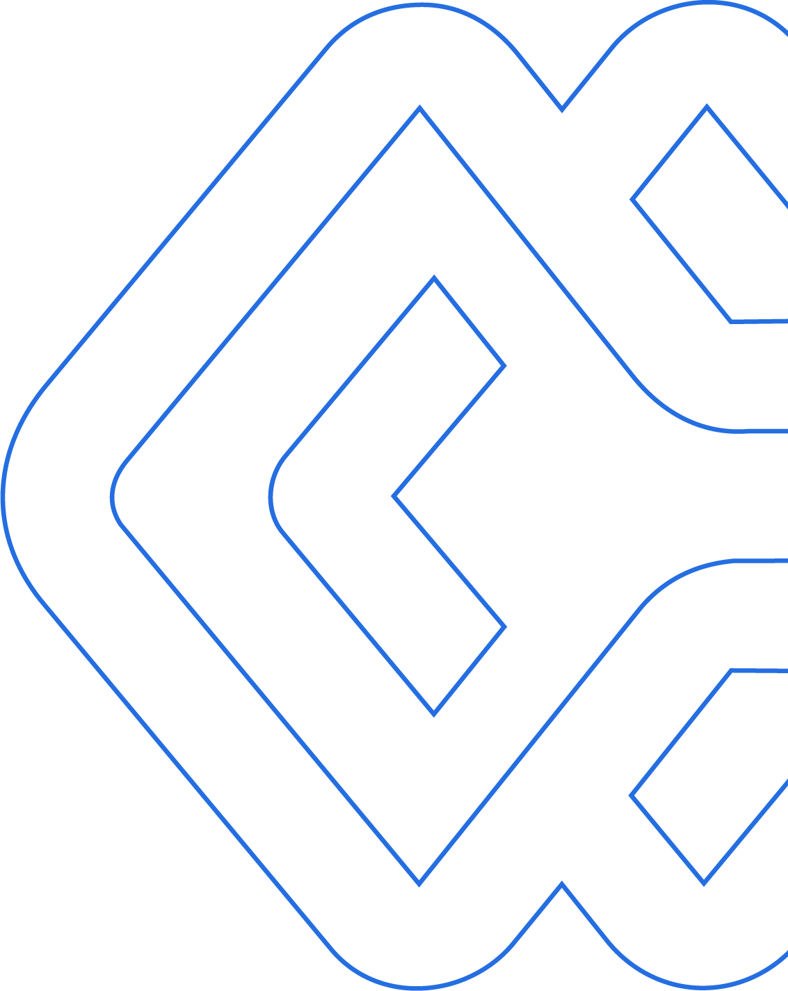 Neon sign with geometric lines and shapes in blue, creating a modern abstract design.